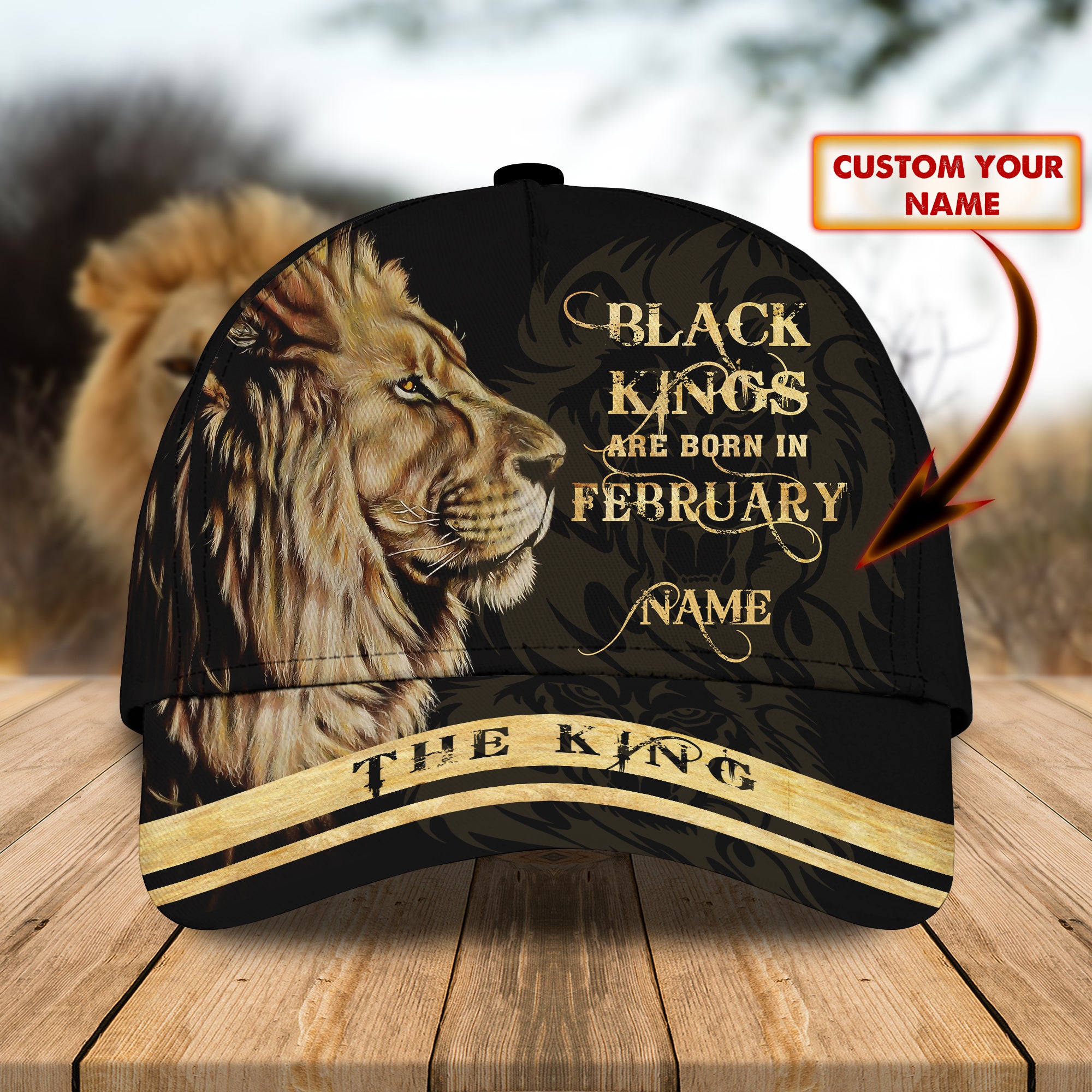 Black Kings Are Born In February - Personalized Name Cap 42 - Bhn97