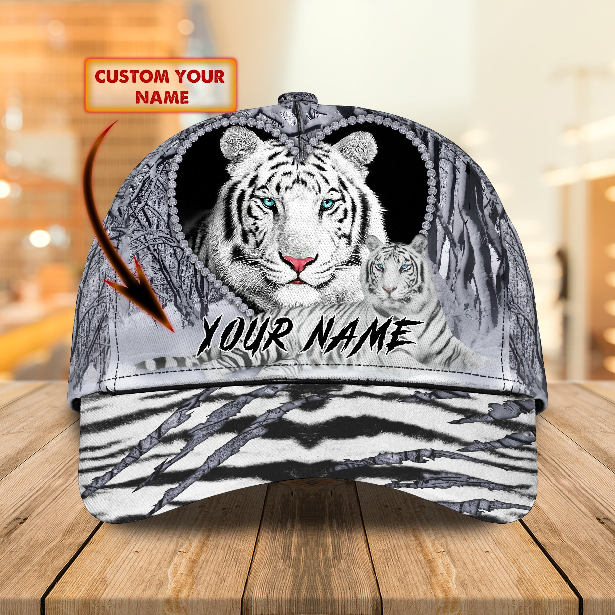 White Tiger - Personalized Name Cap For Tiger Lover