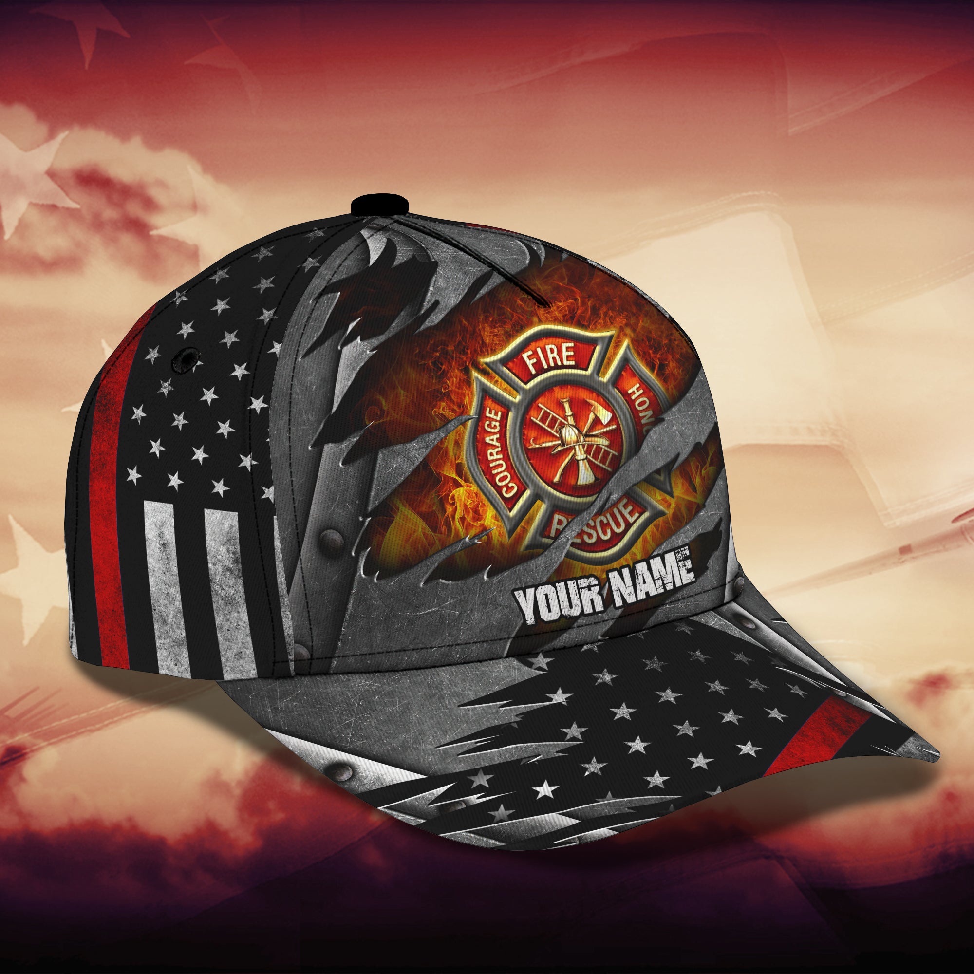 Firefighter - Personalized Name Cap - Tra96