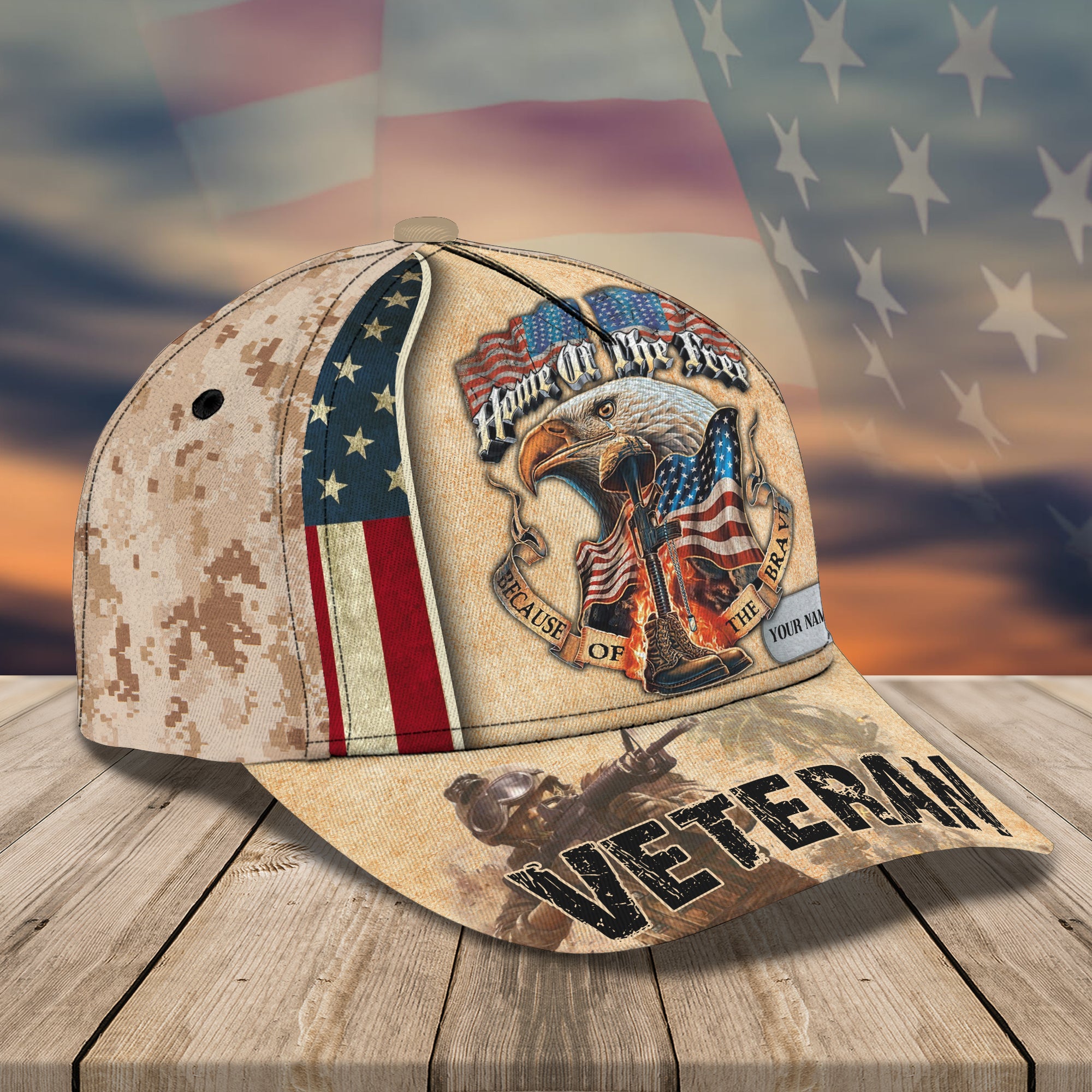 Us Veteran - Personalized Name Cap - Boom