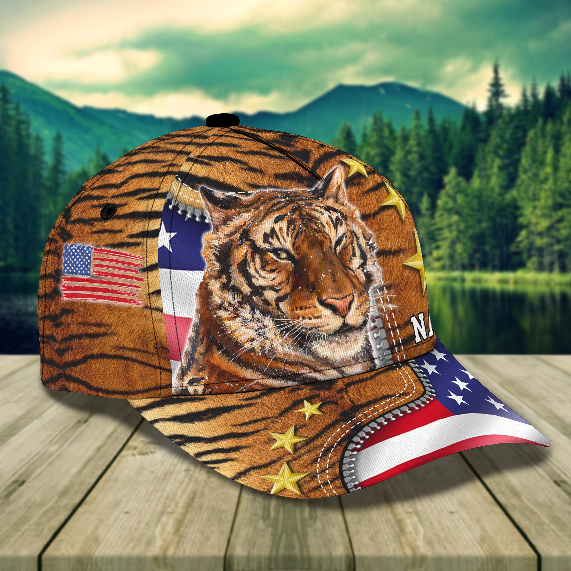 America Tiger - Personalized Name Cap - Loop - Vhv-cap-024
