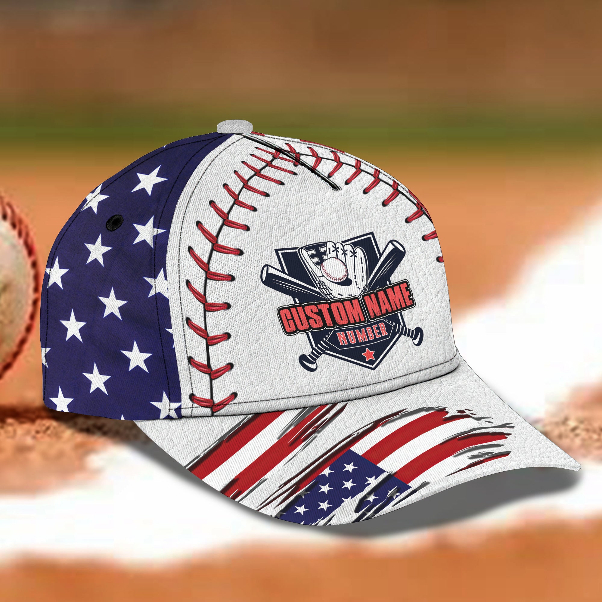 Baseball USA Pride - Personalized Name Cap - Loop- Nt168 - Ct013