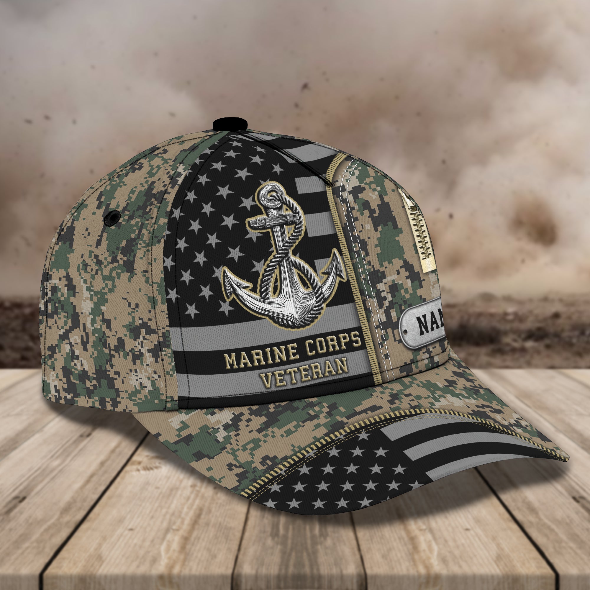 Marine Corps Veterans Cap -Loop- Personalized Name Cap - H9h3-320