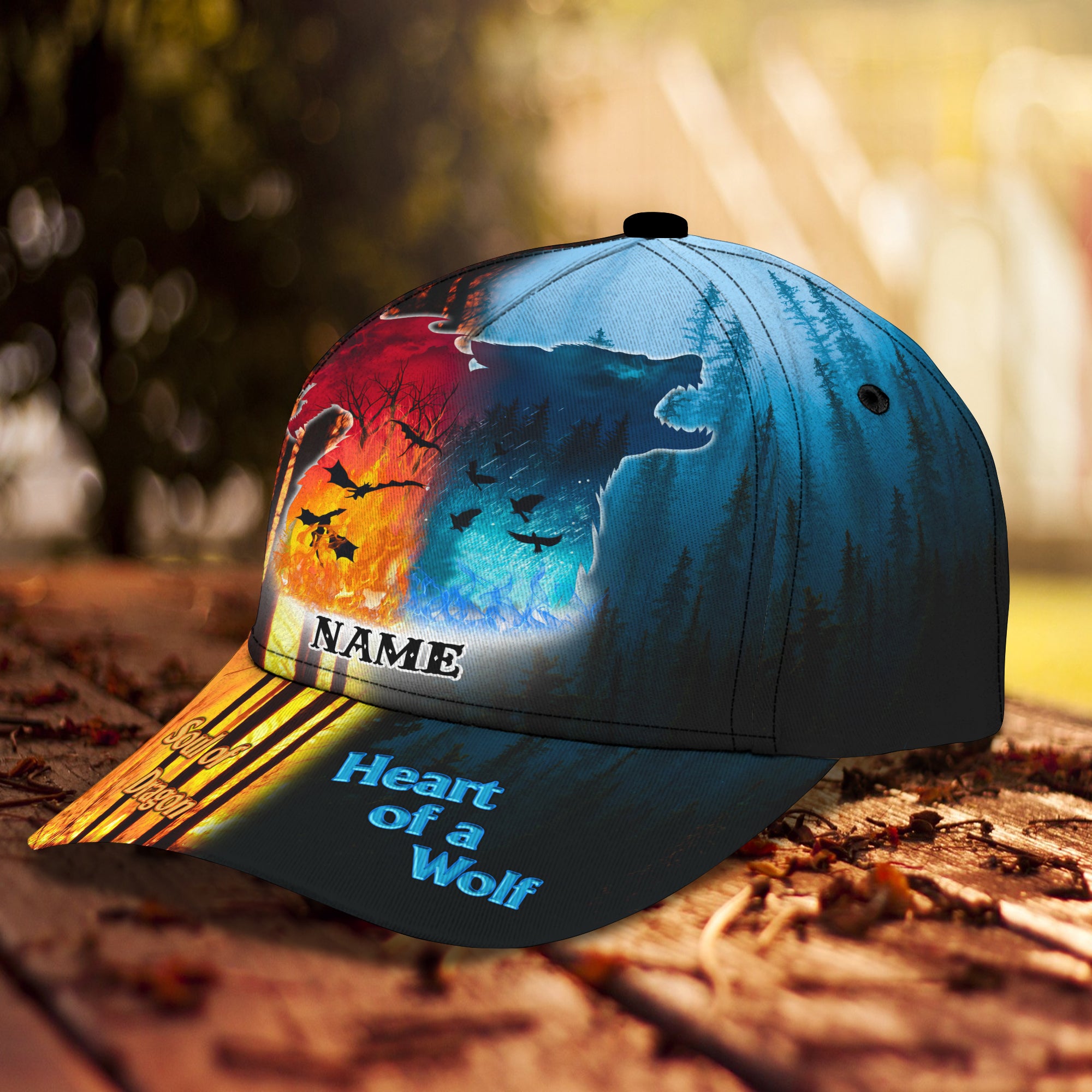 Dragon and Wolf  - Personalized Name Cap -Loop- Hd98 13