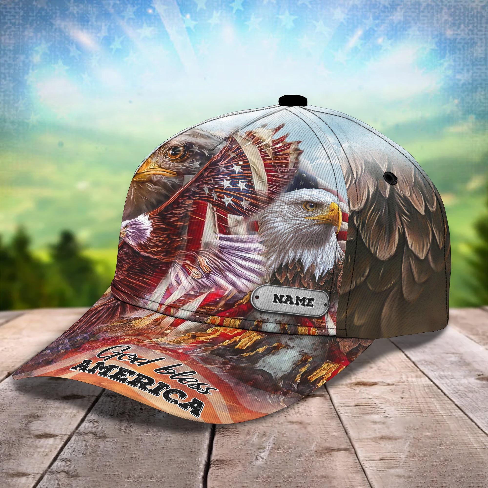 America Eagle!! - Personalized Name Cap - Loop- H9h3-303
