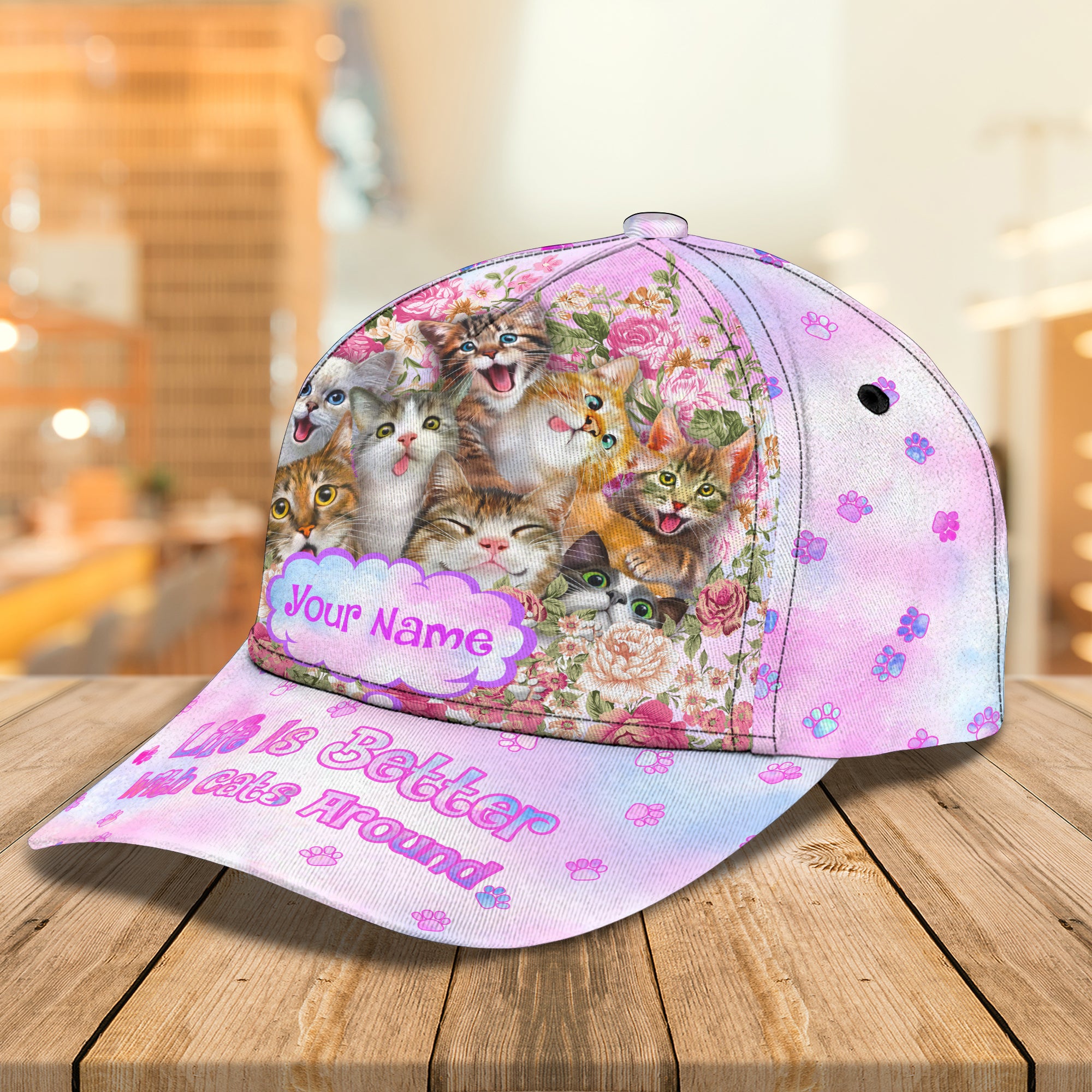 Love Cats - Personalized Name Cap - Tra96