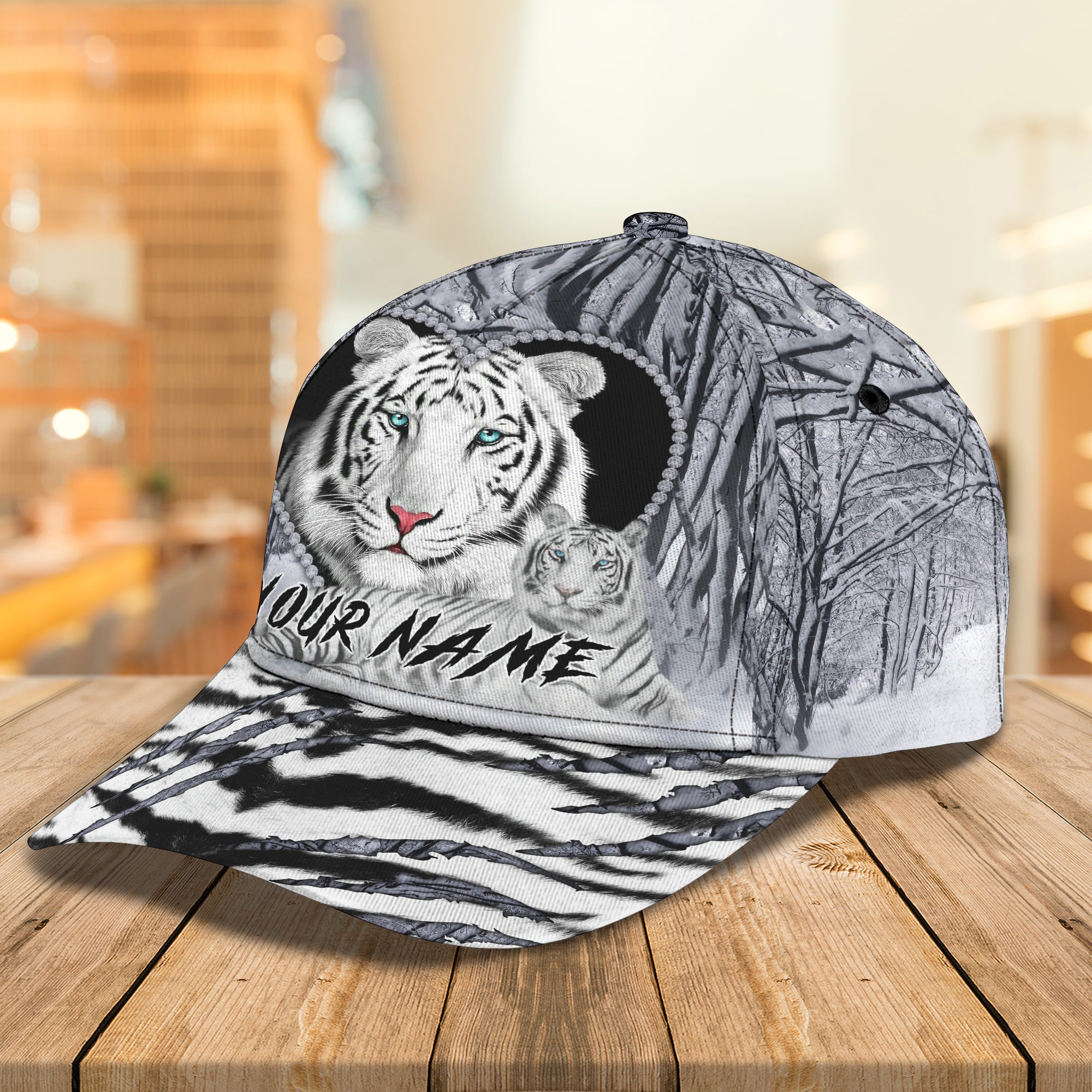 White Tiger - Personalized Name Cap For Tiger Lover