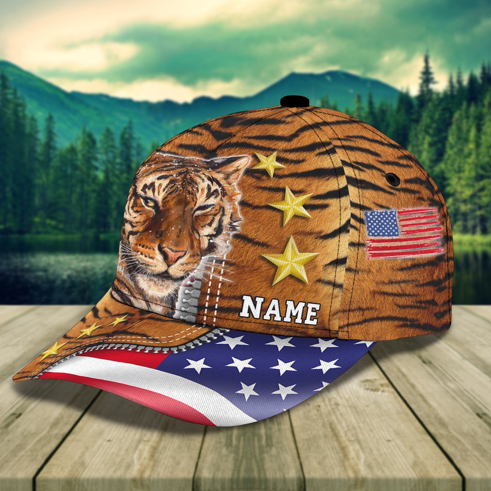 America Tiger - Personalized Name Cap - Loop - Vhv-cap-024
