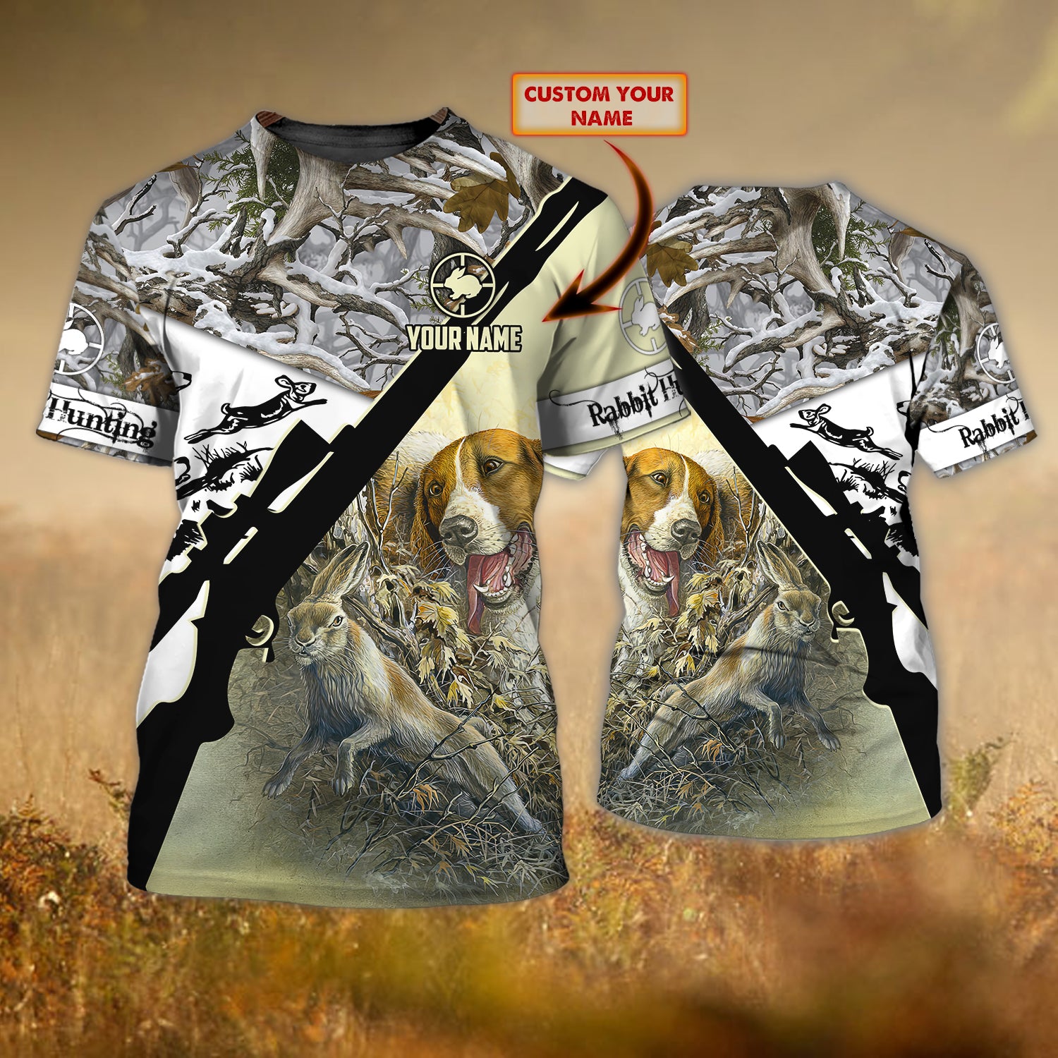 Rabbit Hunting - Personalized Name 3D Tshirt - QB95