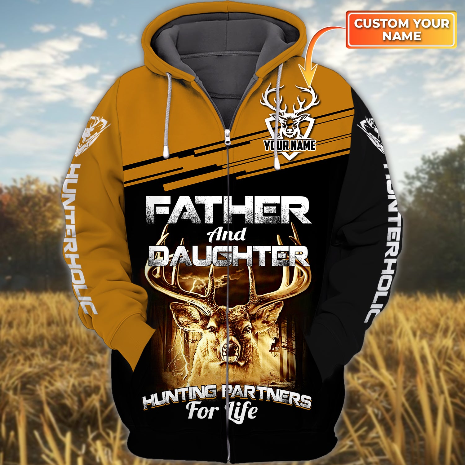 Father And Daughter Hunting Partners For Life - Personalized Name 3D Zipper hoodie - TAD 231
