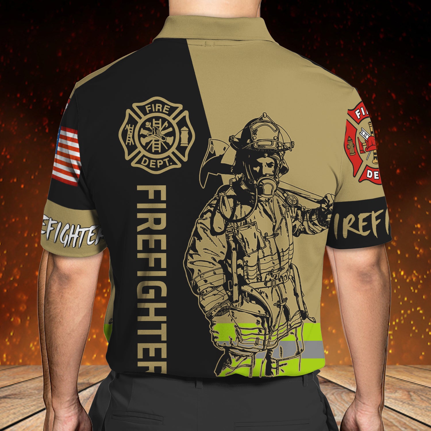 Personalized Name-Firefighter-3D Polo Shirt - HTV