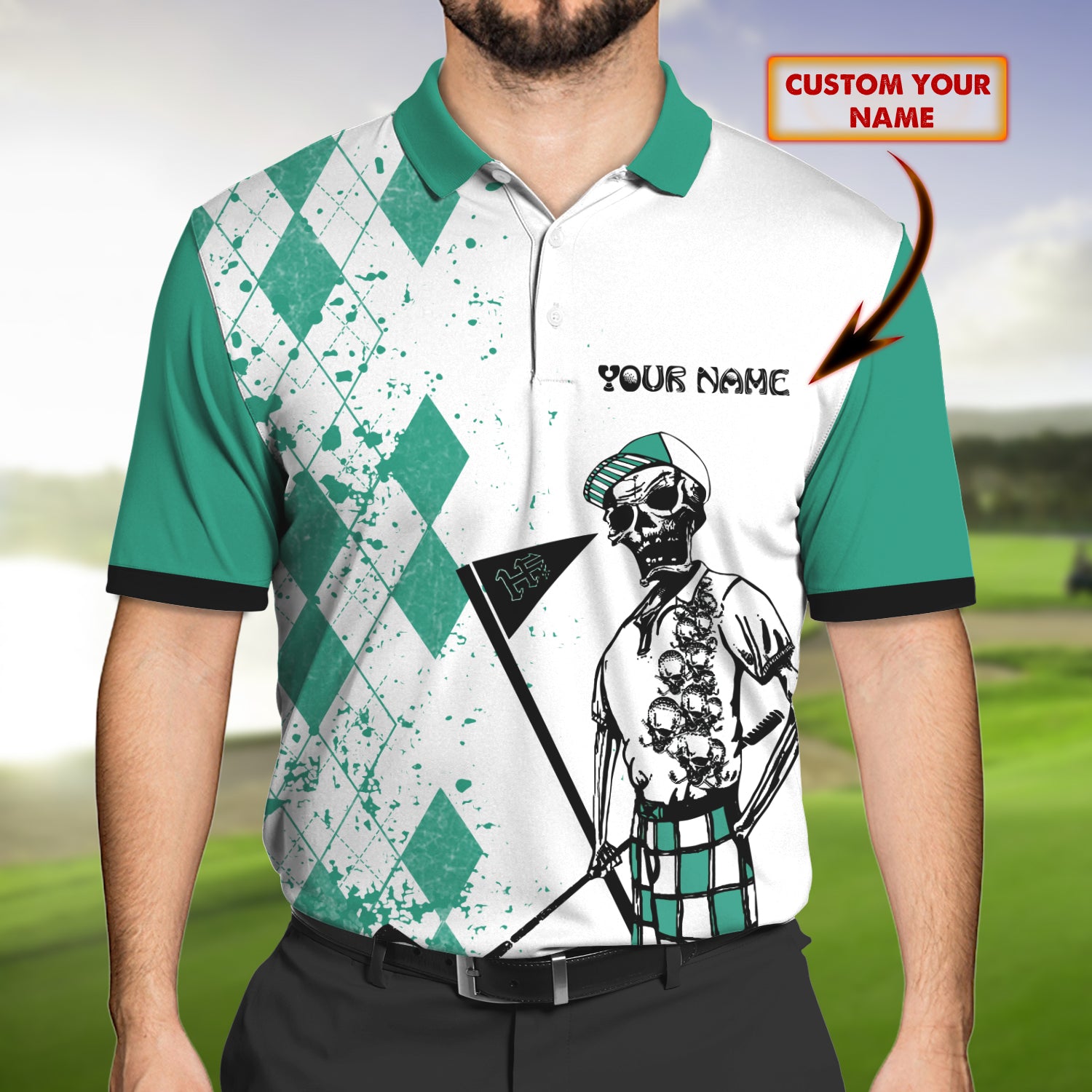 Golf Player 004 - Personalized Name 3D Polo Shirt - NBTT