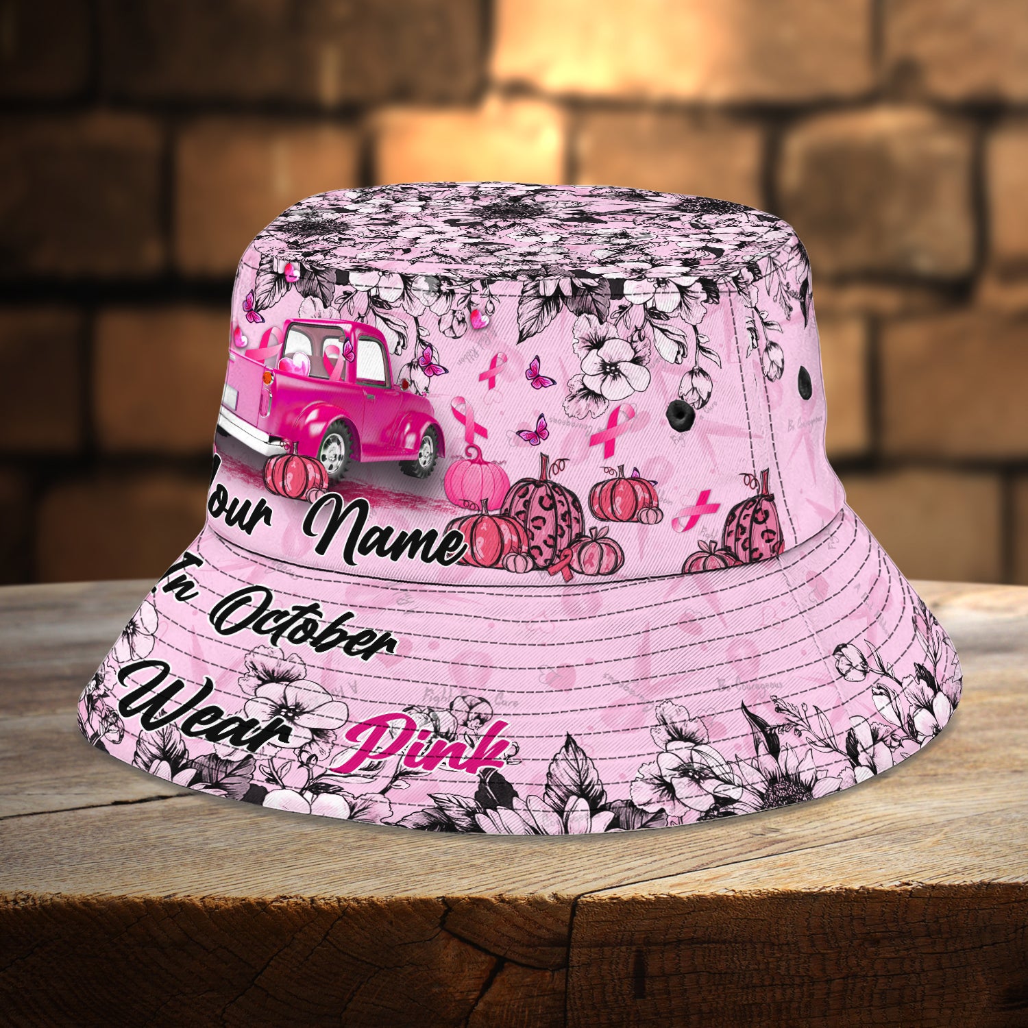 Custom Bucket Hat - Breast Cancer - HN95 - Light Pink Version