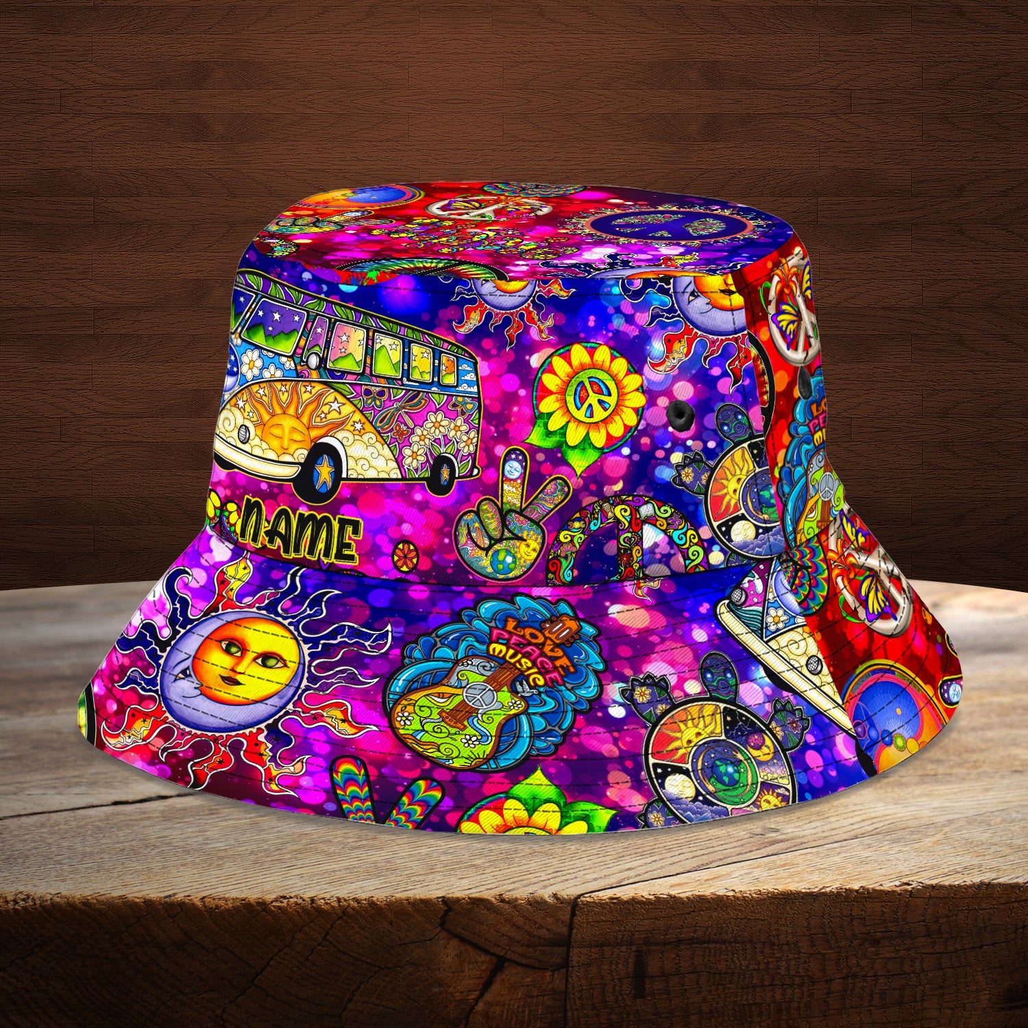 Custom Bucket Hat - V - Hippie Car 2- H9h3-506