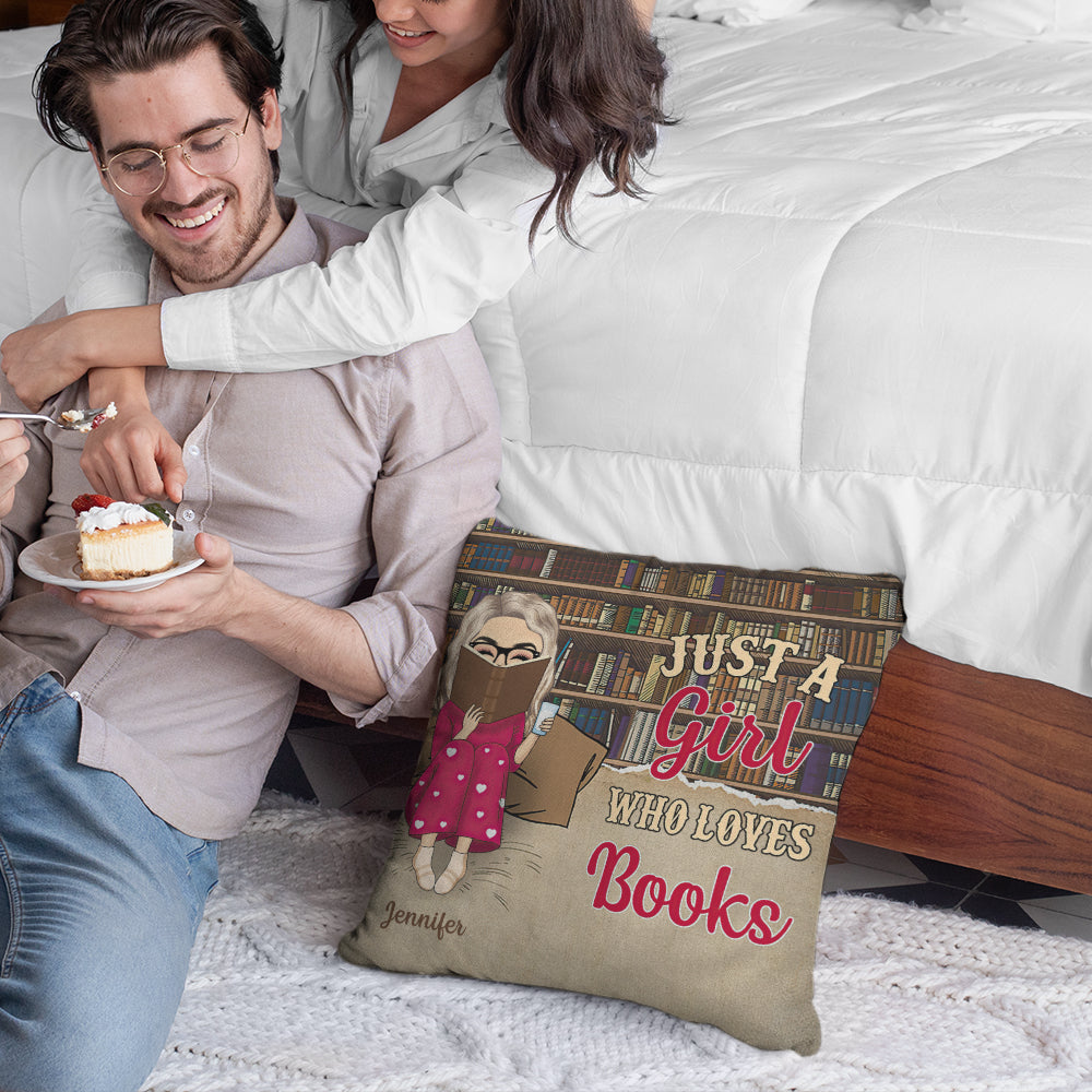 Reading Chibi Girl Just A Girl Who Loves Books - Personalized Custom Pillow