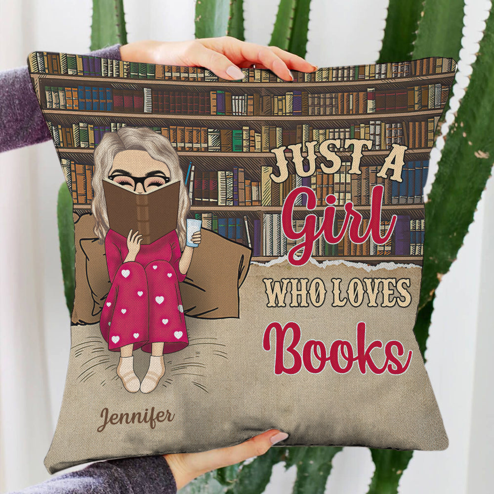 Reading Chibi Girl Just A Girl Who Loves Books - Personalized Custom Pillow