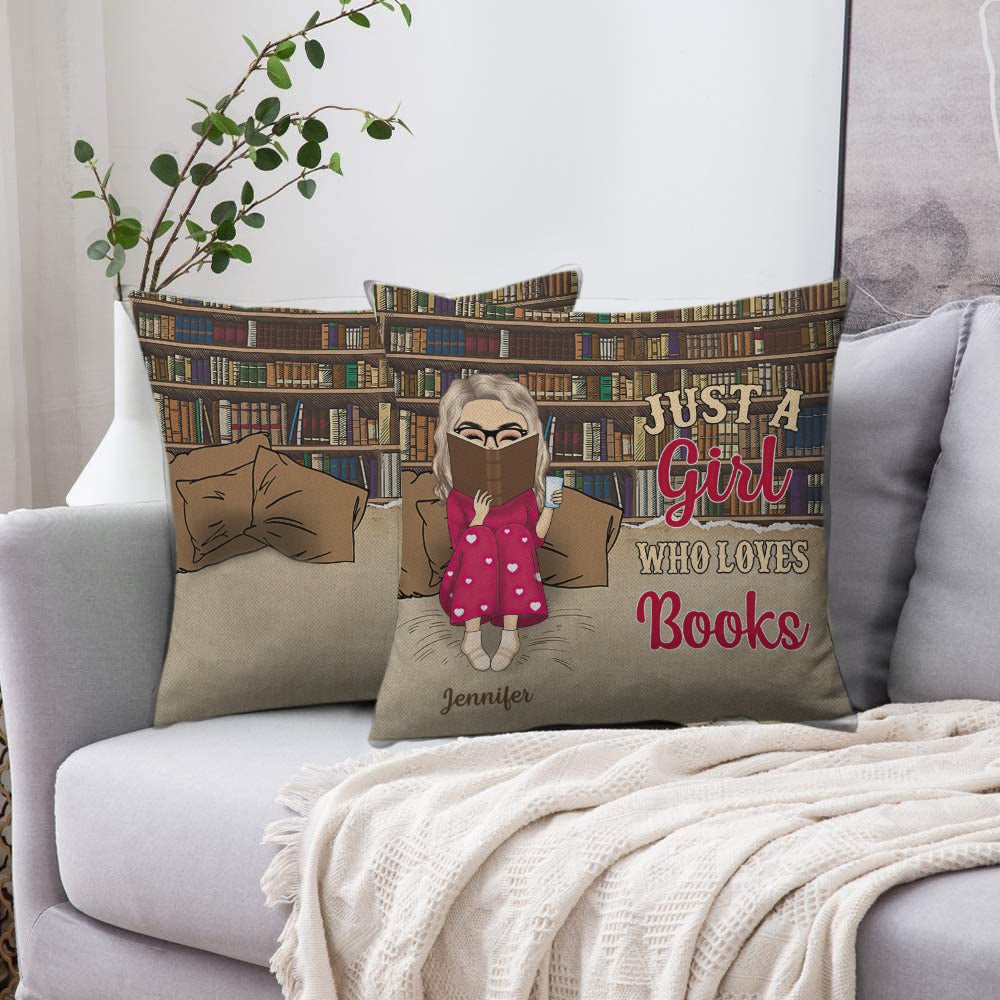 Reading Chibi Girl Just A Girl Who Loves Books - Personalized Custom Pillow