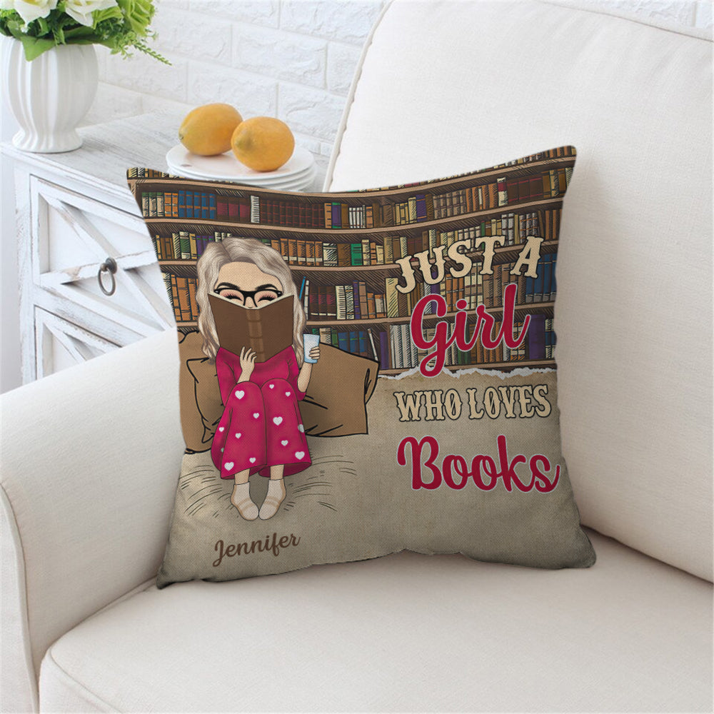 Reading Chibi Girl Just A Girl Who Loves Books - Personalized Custom Pillow