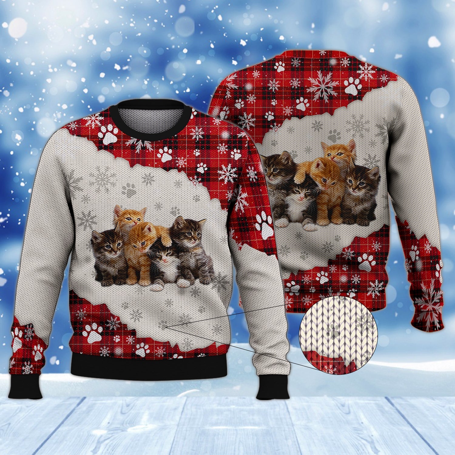 Cat and Snow 3D Full Print Shirts Cats Shirts NBTT - HKM