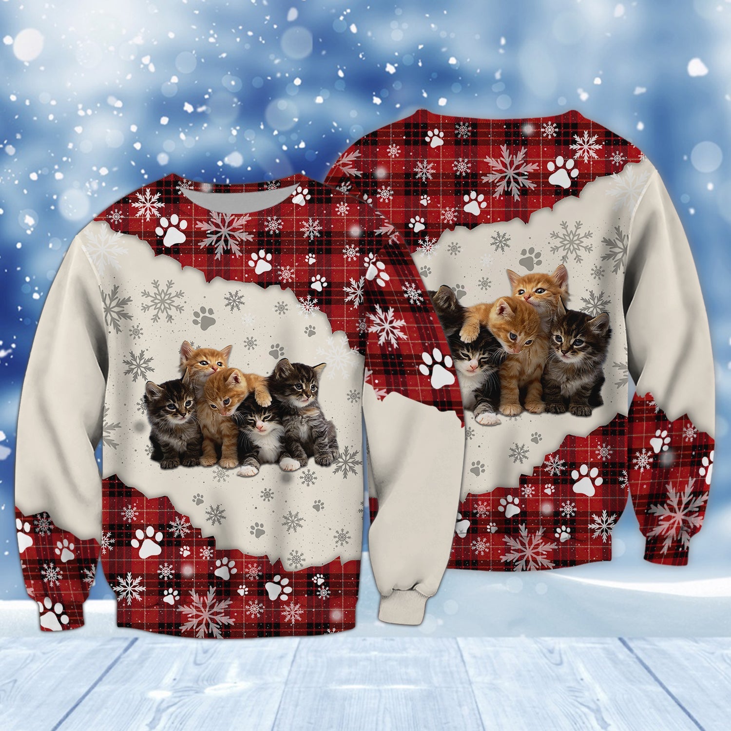 Cat and Snow 3D Full Print Shirts Cats Shirts NBTT - HKM