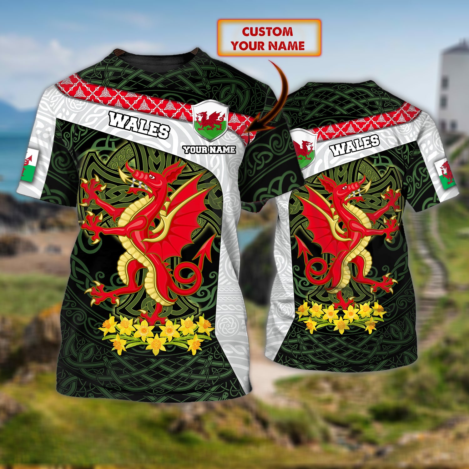 Wales - Personalized Name 3D Tshirt - 118