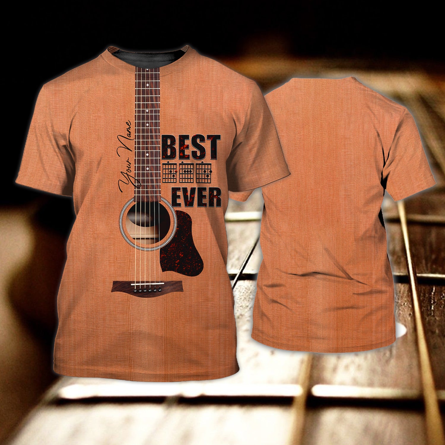 Guitar Dad Personalized Name Tshirt  - Hdmt