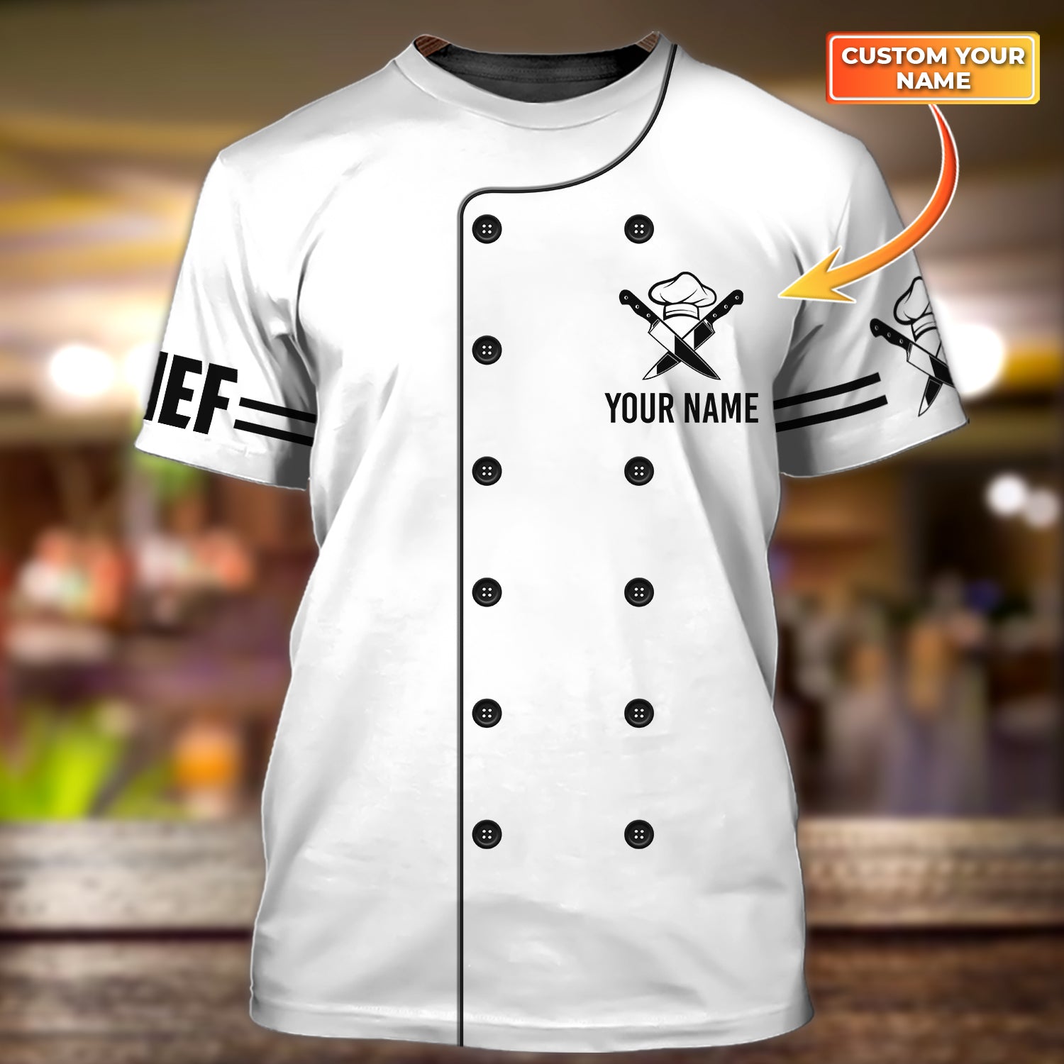 CHEF - Personalized Name 3D Tshirt White - HTA