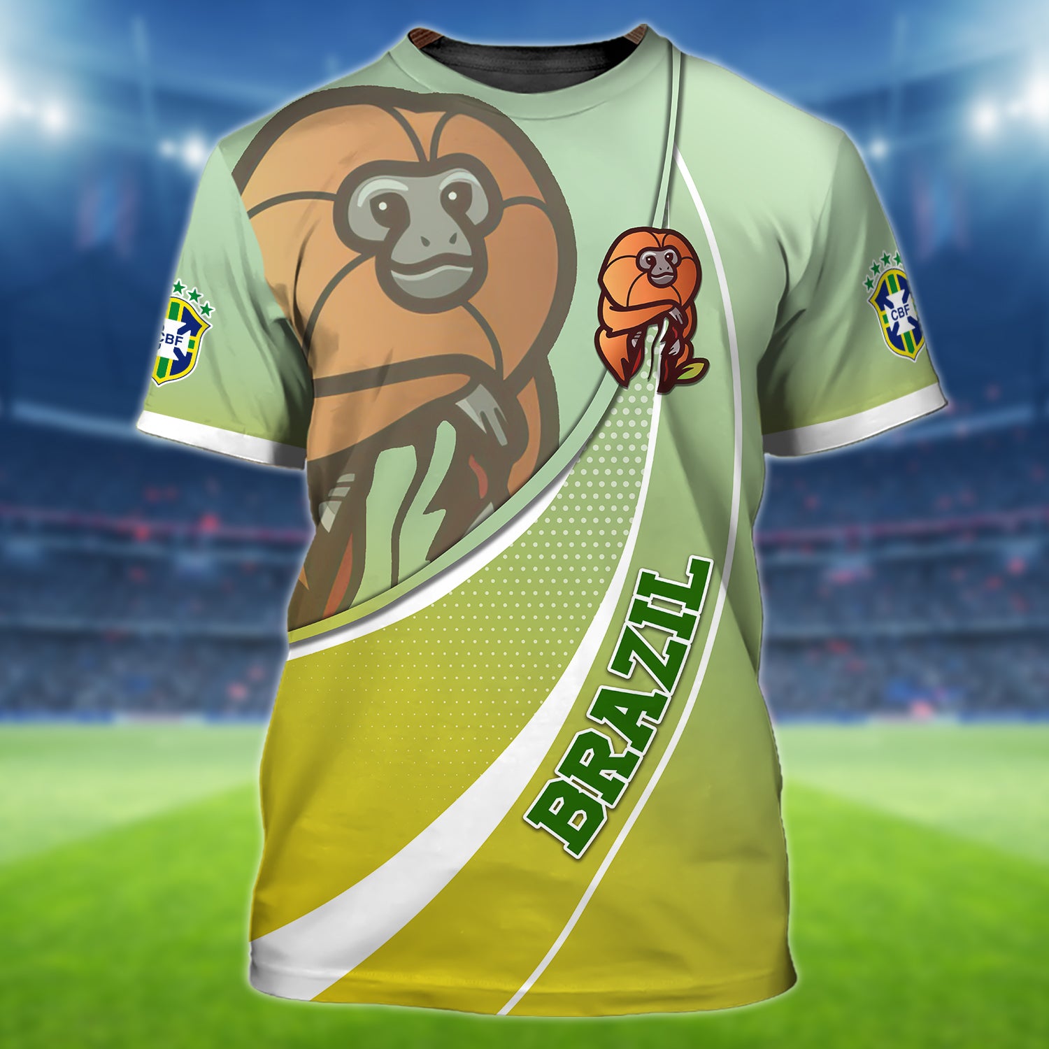 Brazil Football Fans Golden lion tamarin Design Shirt 3D Printed Tshirt For The Brazil Fans