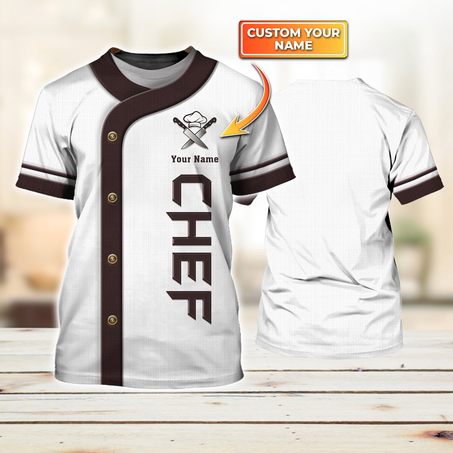 Chef, Cook, Personalized Name 3D Tshirt 48, RINC98