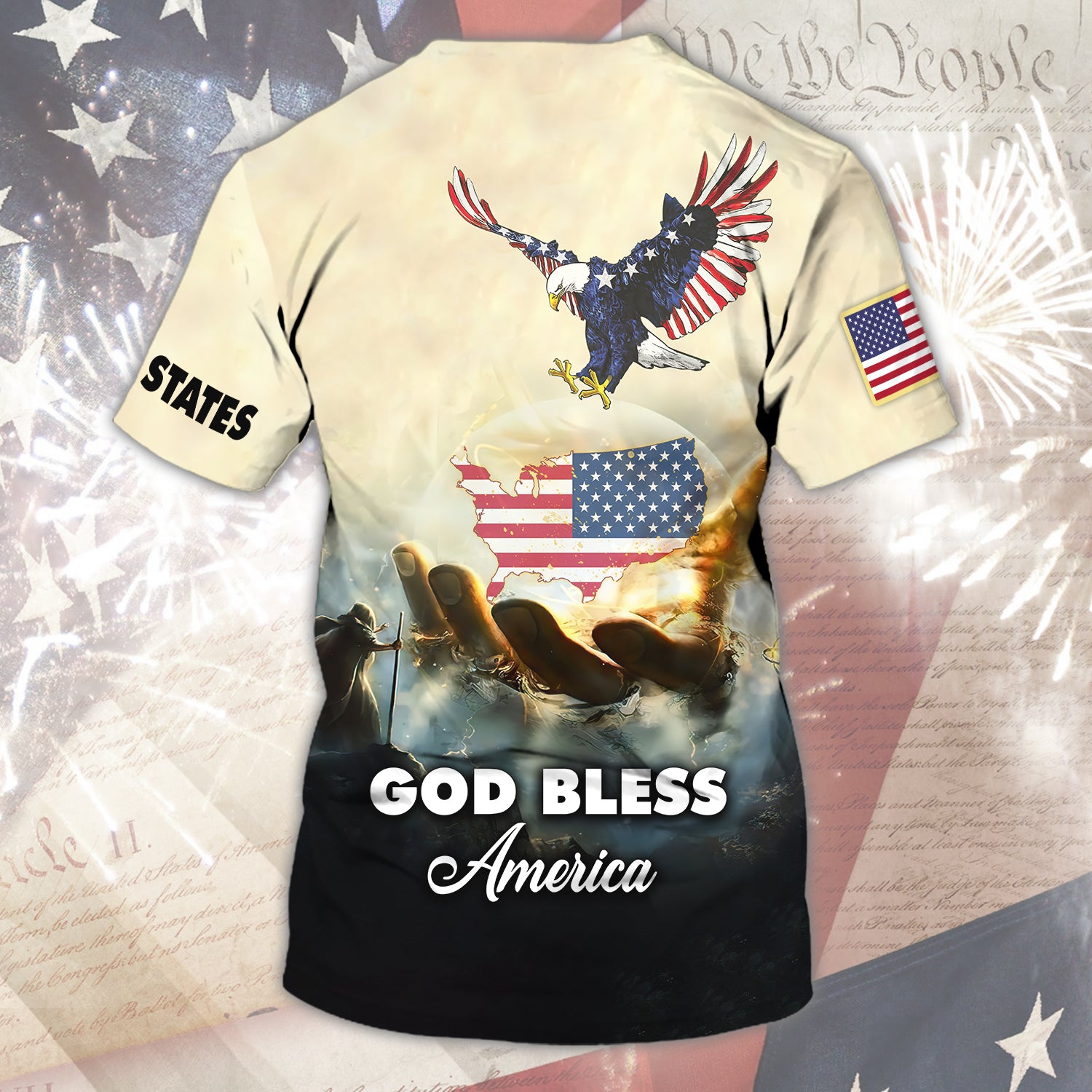 God Bless America - Personalized Name 3D Tshirt - QB95