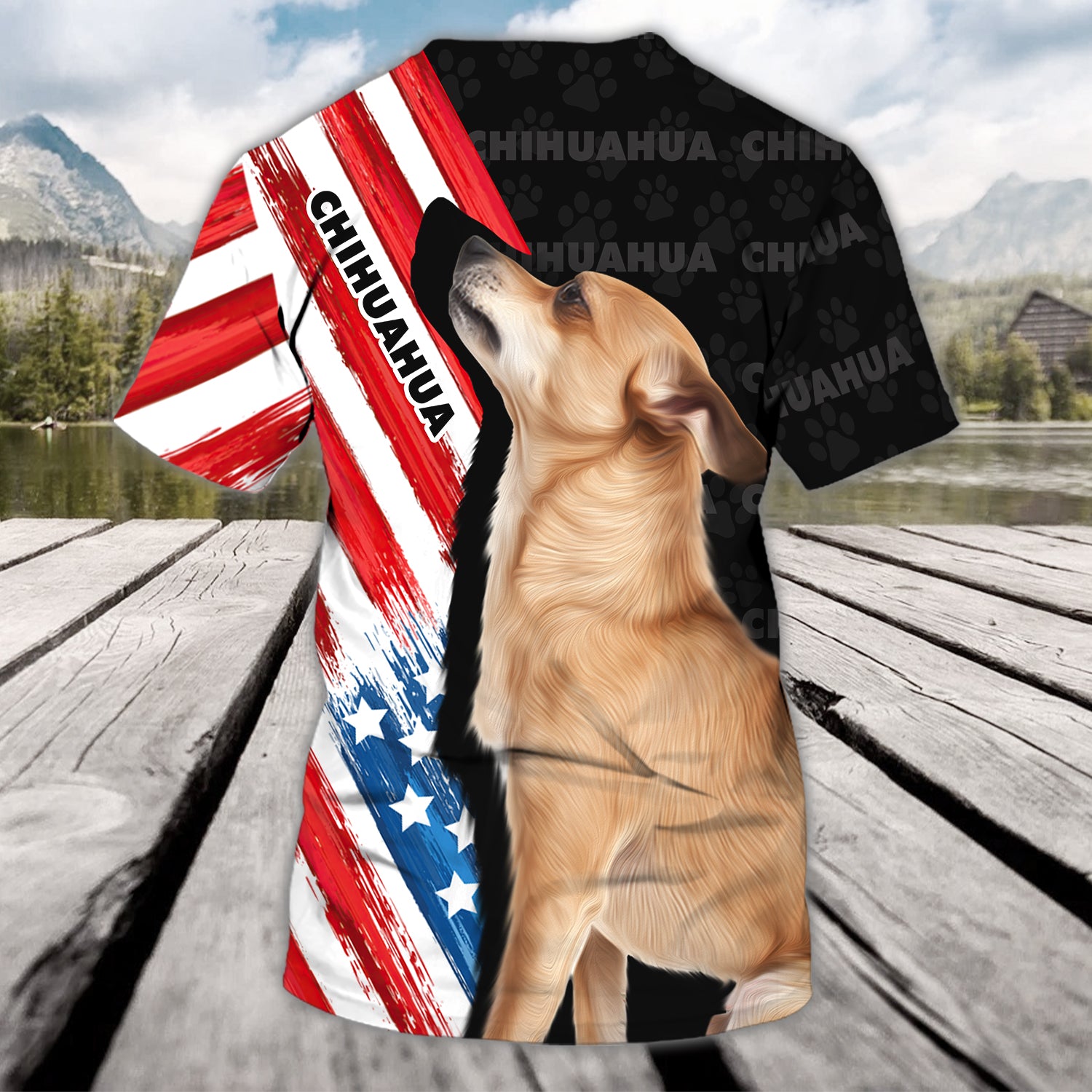 Chihuahua America Flag 2 - Personalized Name 3D Tshirt - QB95