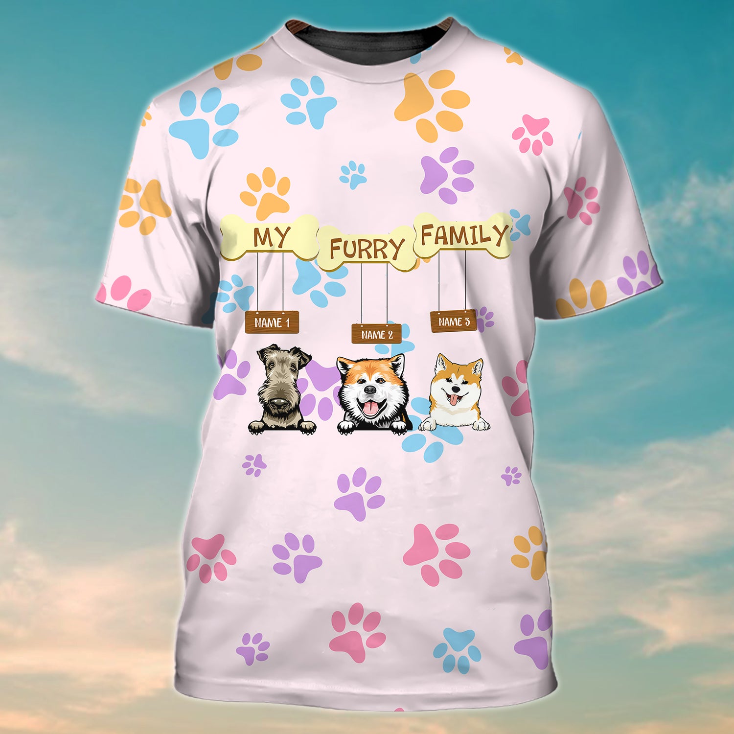 My furry family- Custom 3D T-Shirt- Personalized Gifts For Dog Lovers-HTV