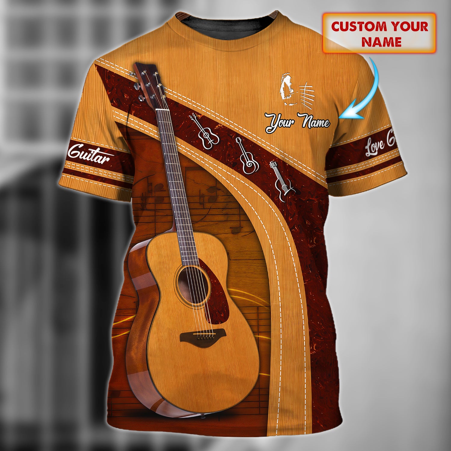 Love Guitar - Personalized Name 3D Tshirt 44 - Nvc97 - HKM