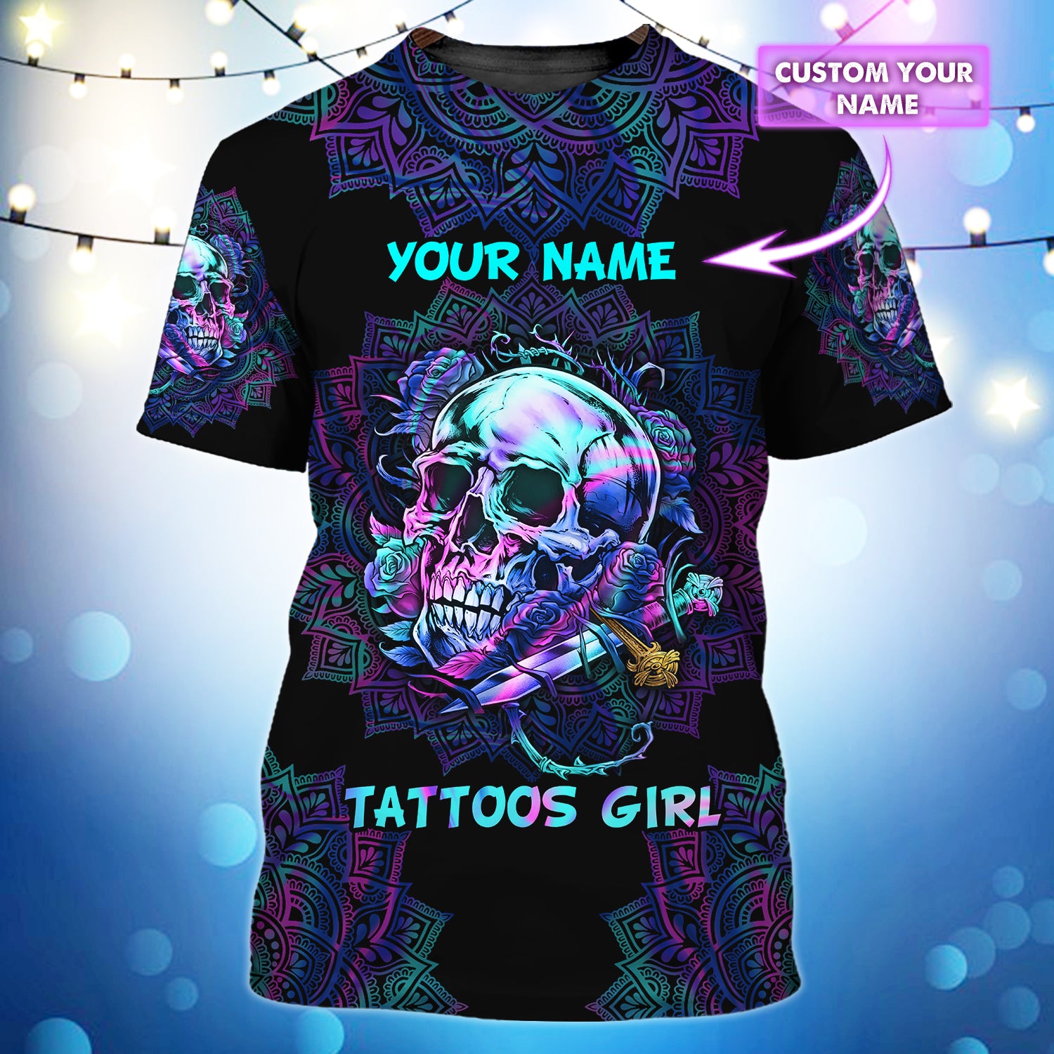 3D TATTOOS GIRL1 - Personalized Name 3D T Shirt - BY97