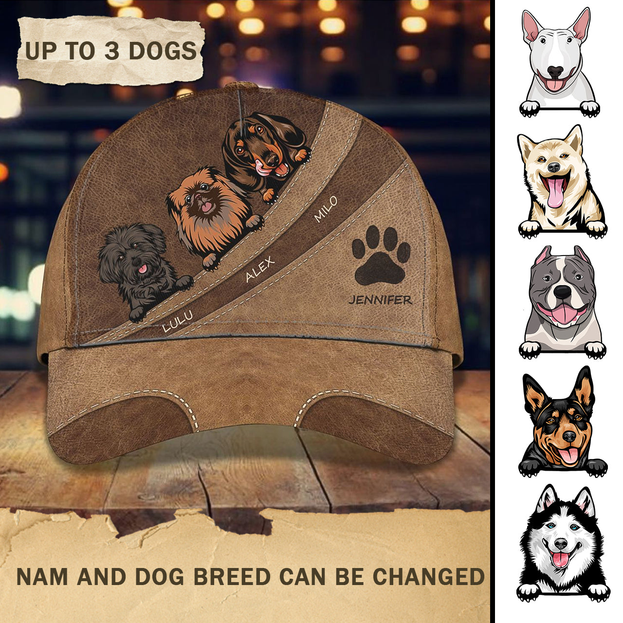 DOG MAKE ME HAPPY - Personalized Name Cap - NA93