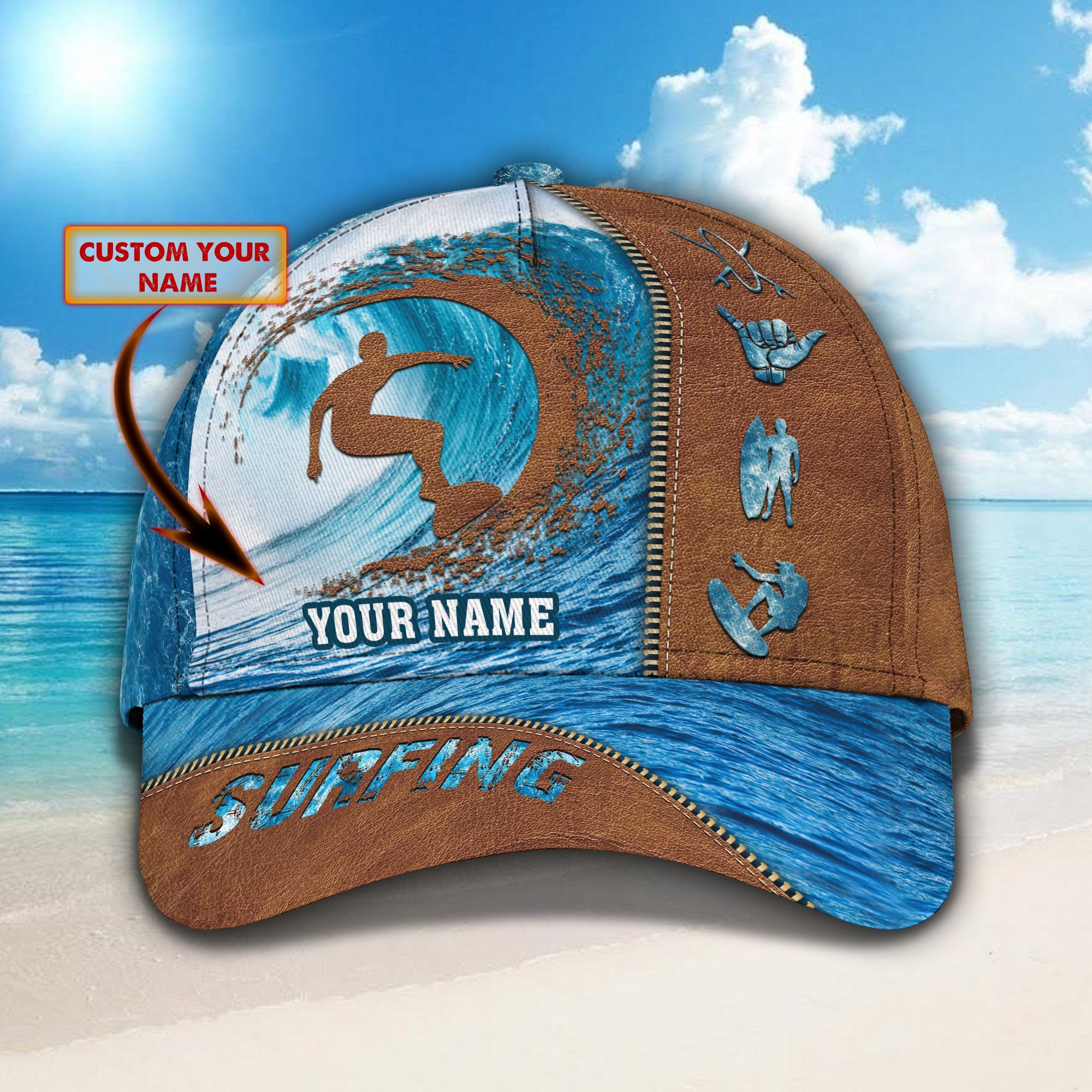 Surfing - Personalized Name Cap - HY97