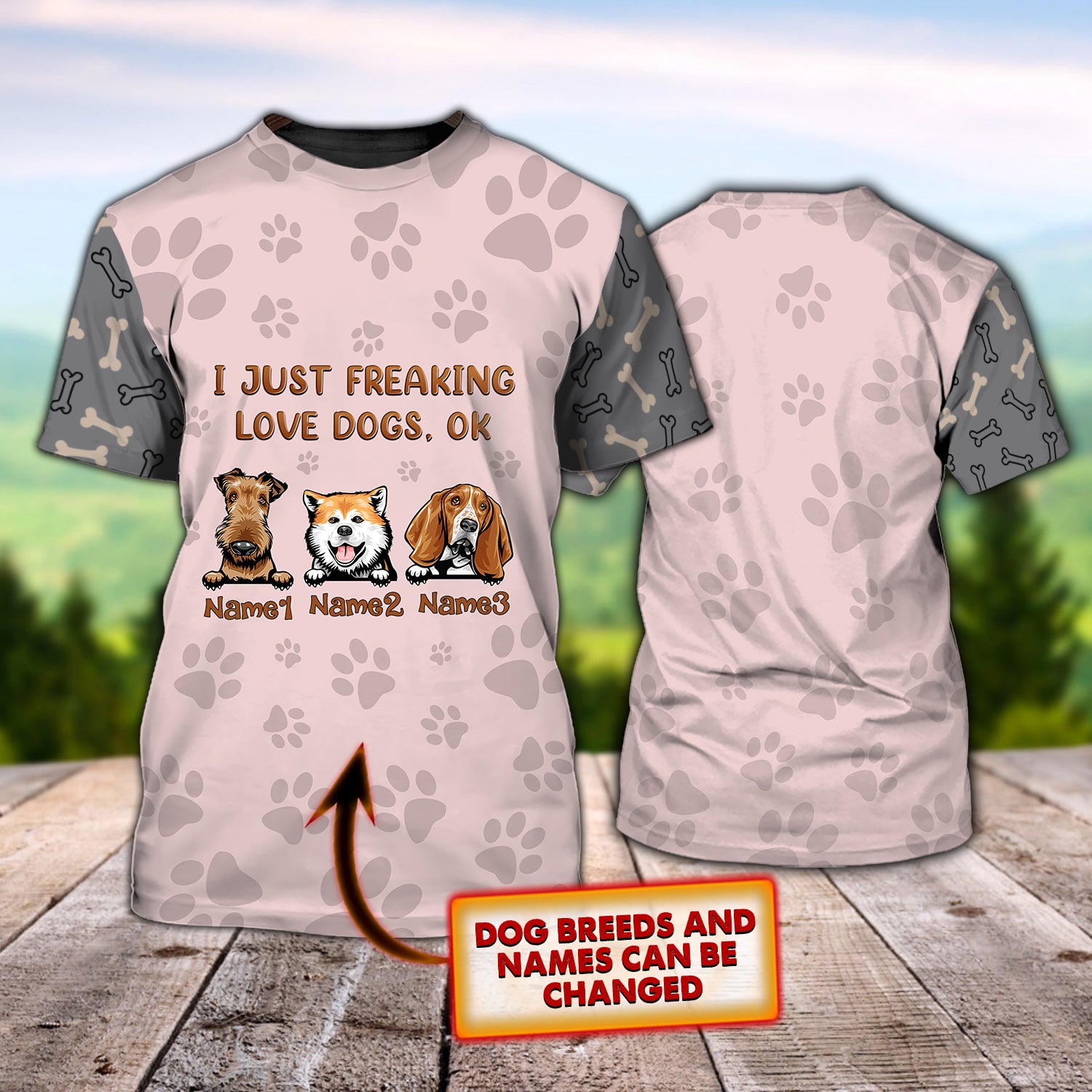 I just freaking love dogs, ok? Funny Custom 3d t-shirt, Personalized Gifts for Dog Lovers-HTV