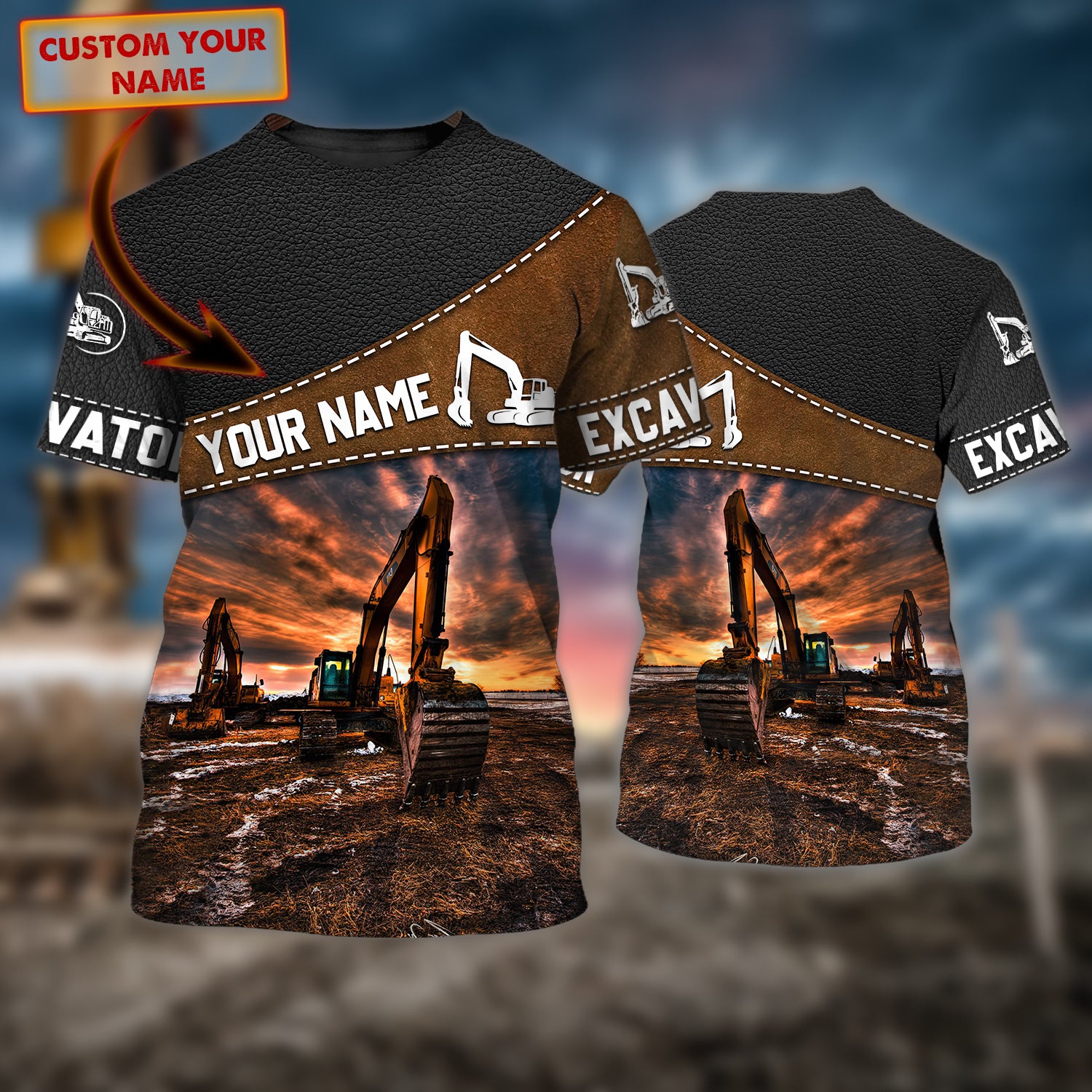Excavator- Personalized Name - 3D T Shirt - HN95