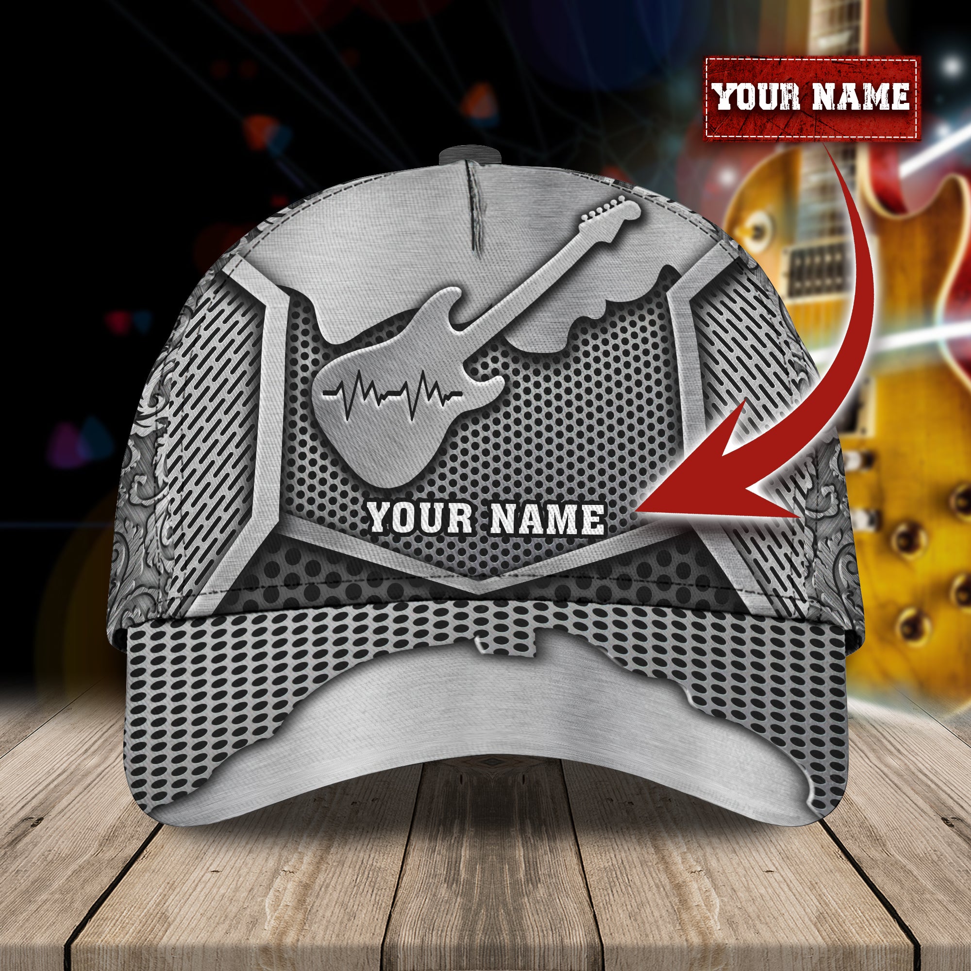 Guitar - Personalized Name Cap - Urt96