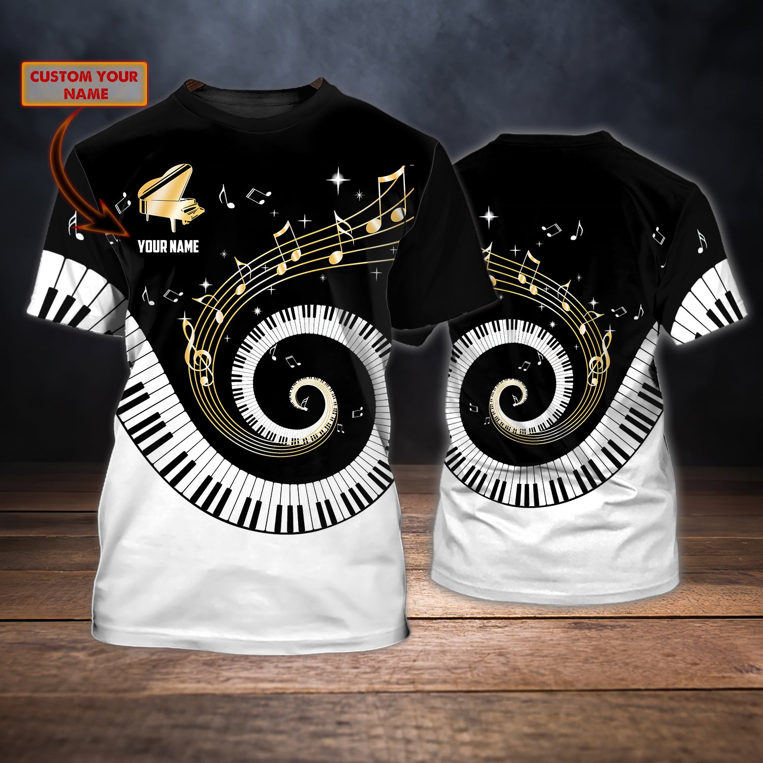 PIANO 217 - Personalized Name 3D Tshirt - HN95