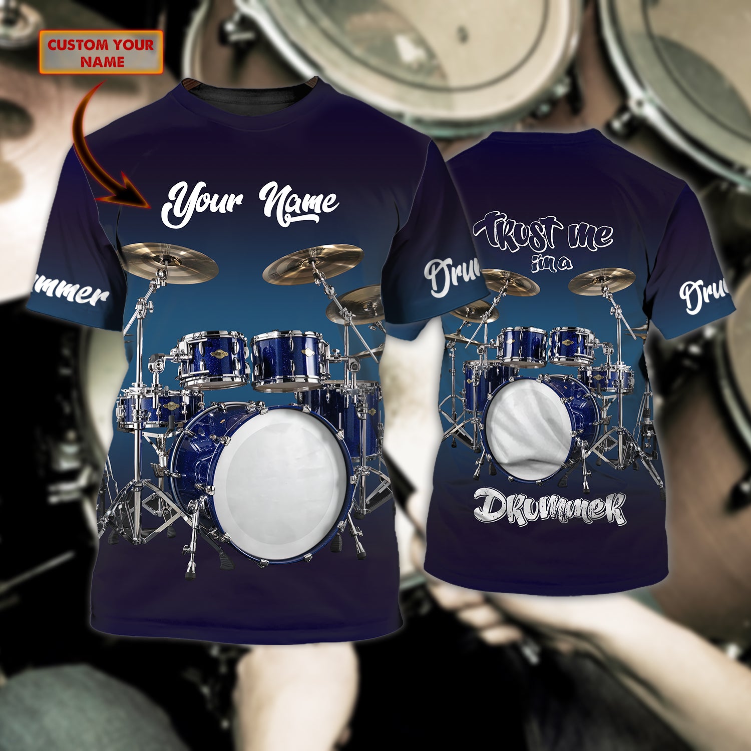 Drum 8668 - Personalized Name 3D Tshirt