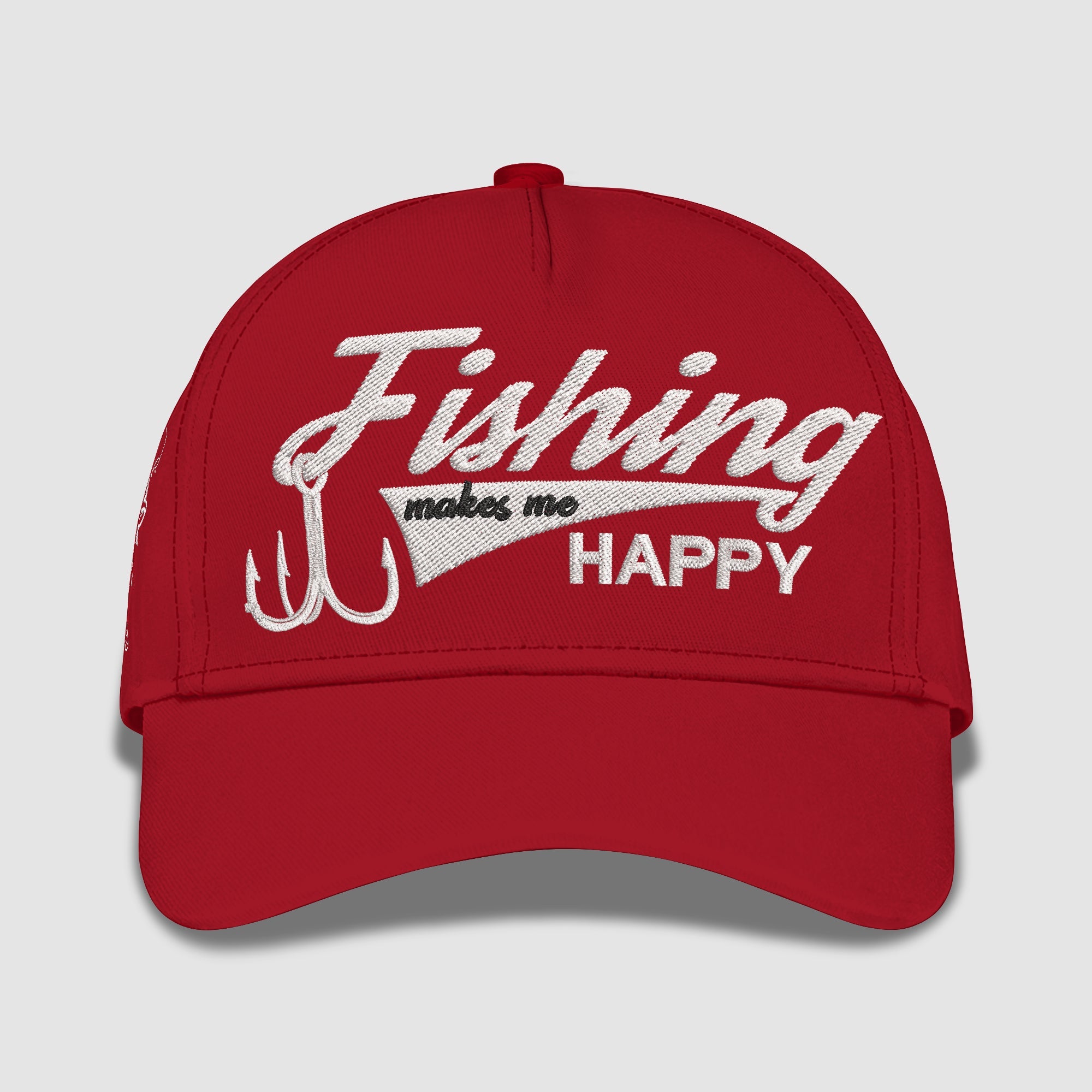 Fishing Makes Me Happy Embroidered Baseball Caps