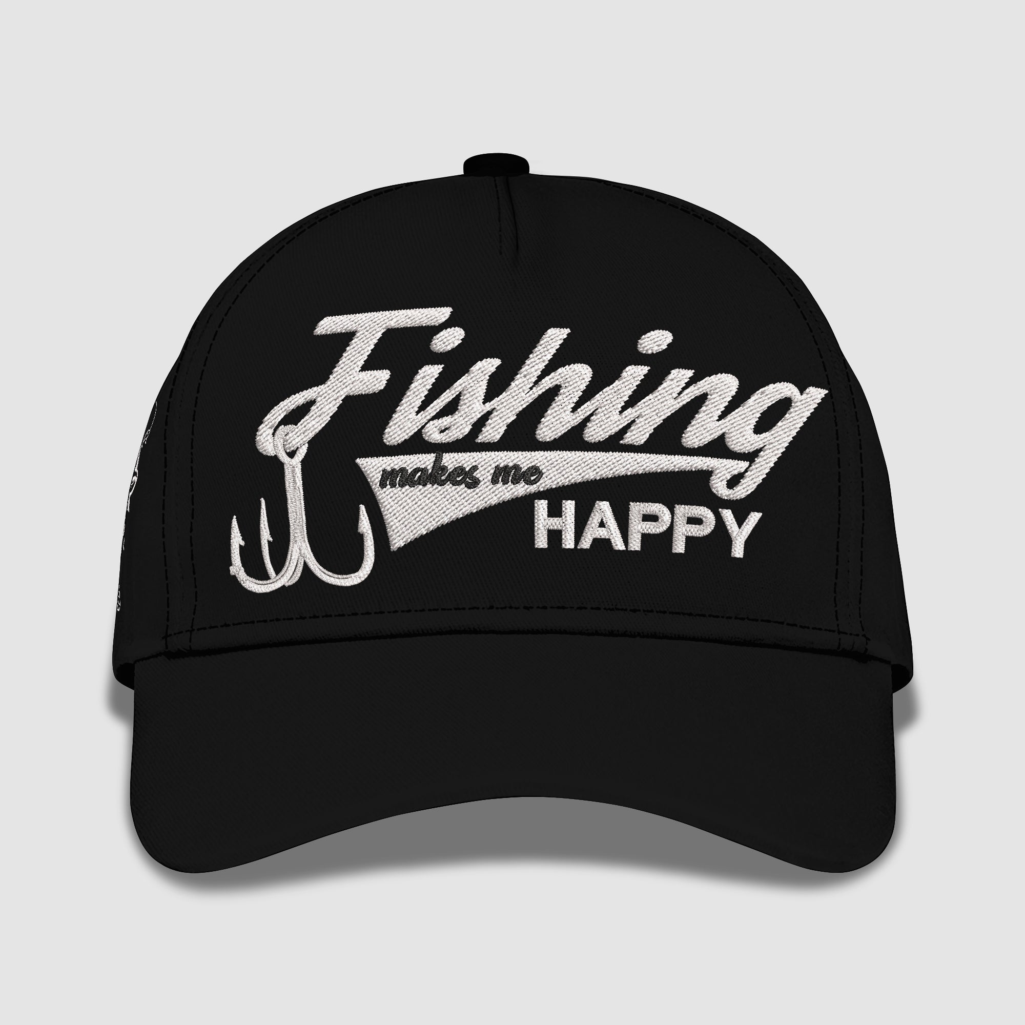 Fishing Makes Me Happy Embroidered Baseball Caps