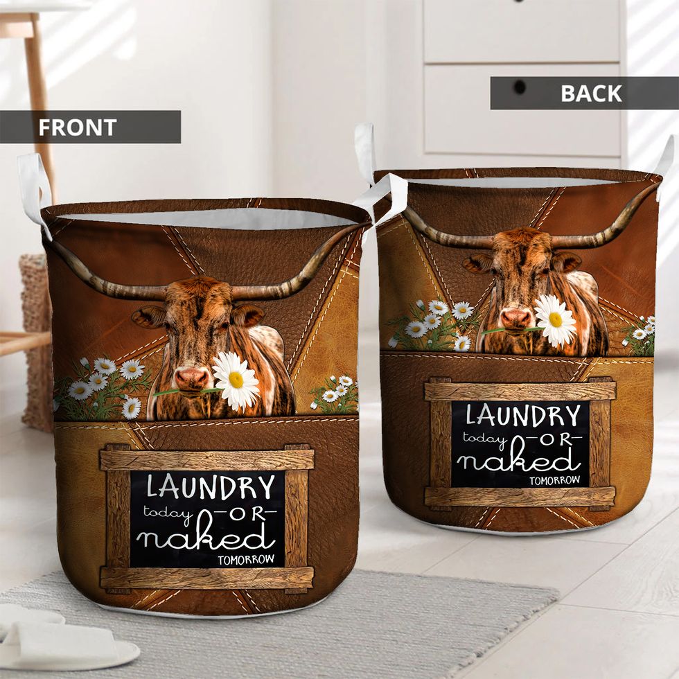 Texas Longhorn - Laundry Today Or Naked Tomorrow Laundry Basket