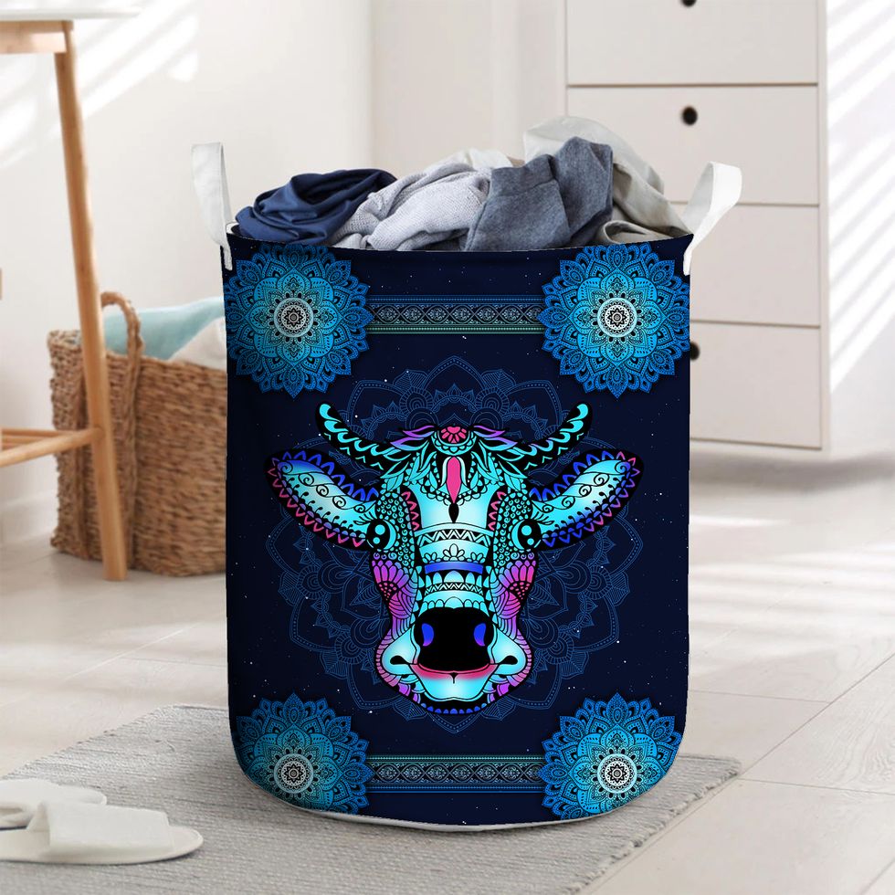 Cow - Mandala Laundry Basket