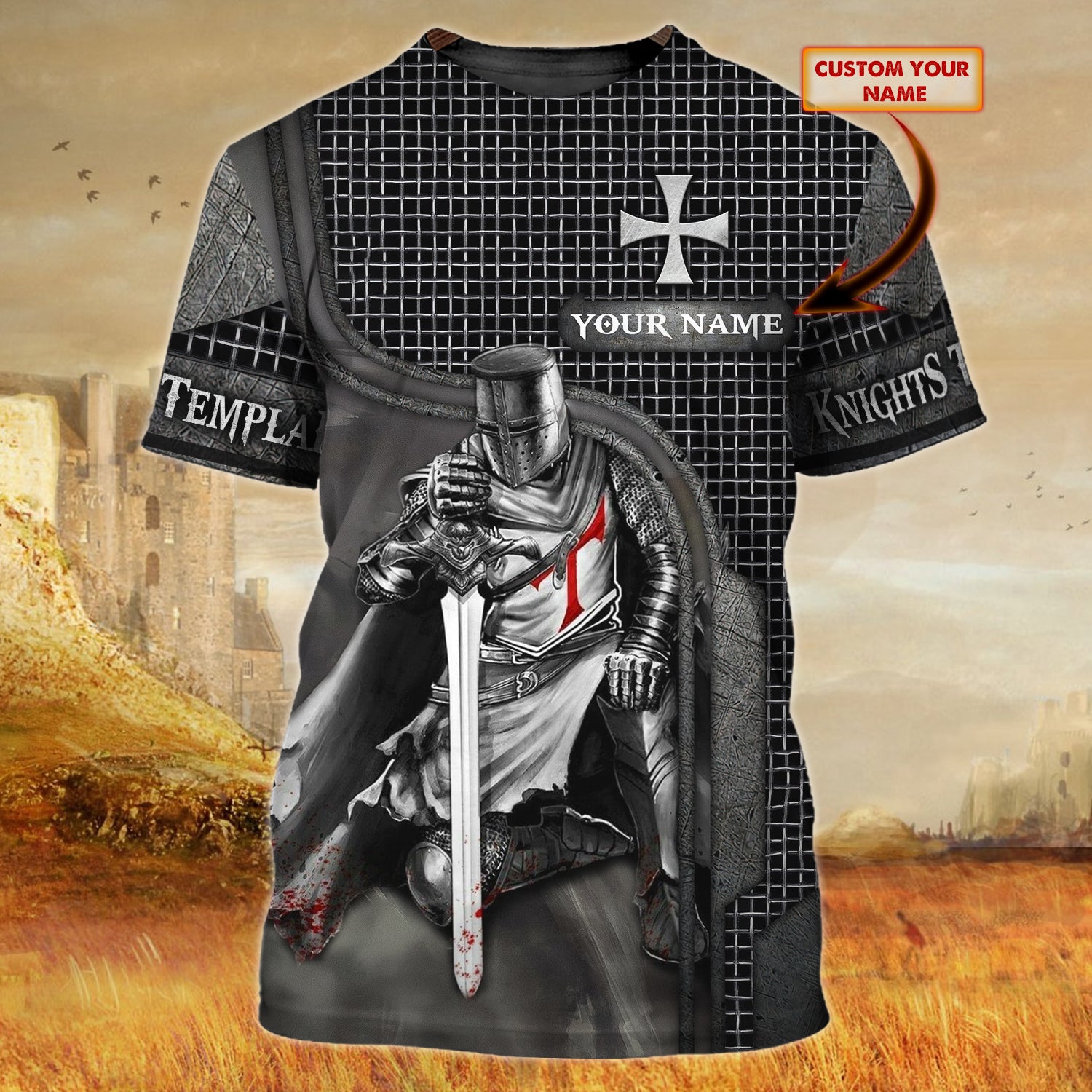 Knight Templar - Personalized Name 3D T-Shirt - Nss