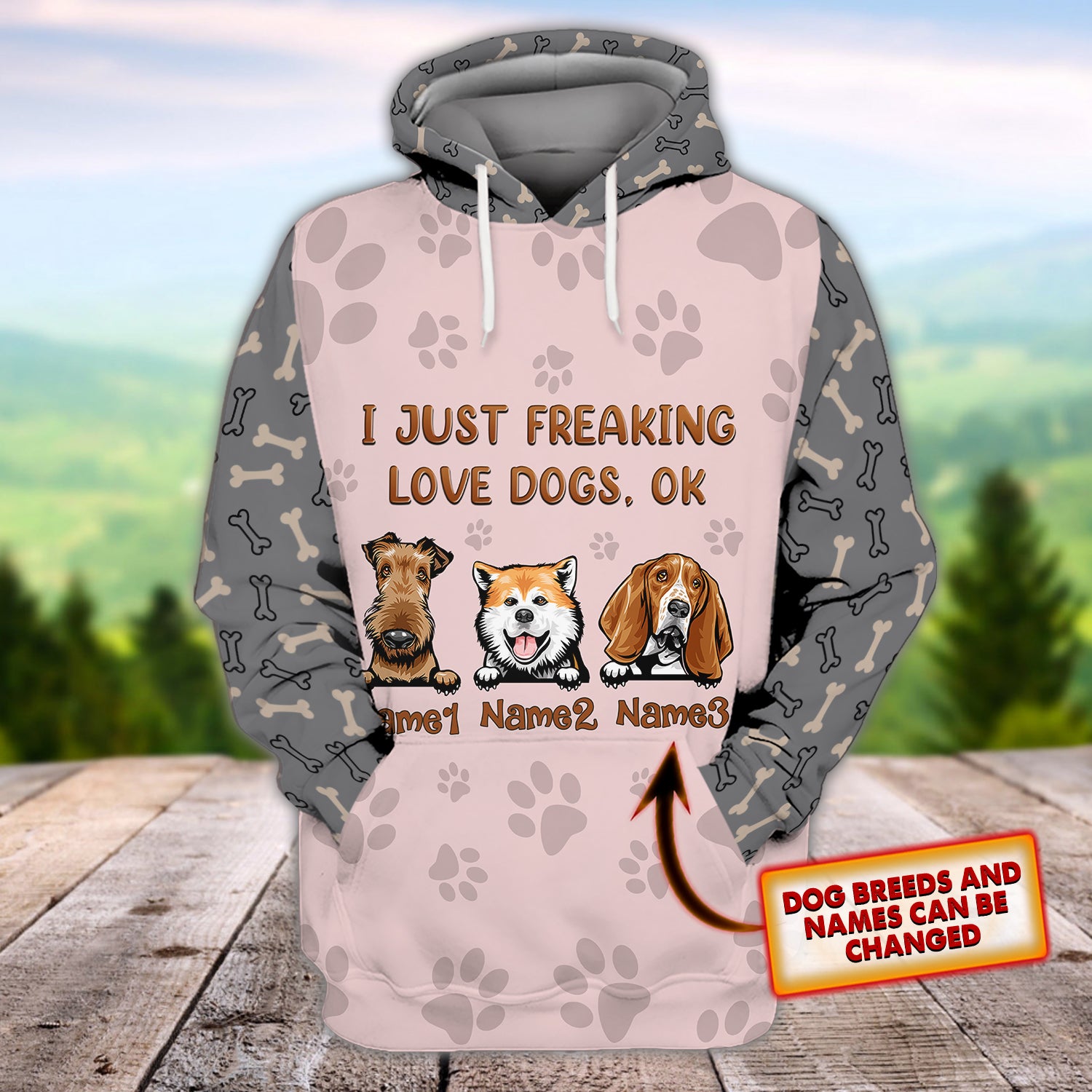 Personalized Hoodie Shirt-I just freaking love dogs.ok?-HTV
