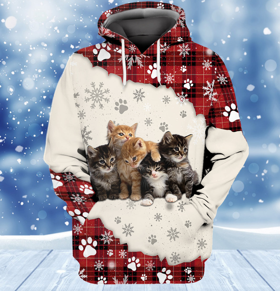 Cat and Snow 3D Full Print Shirts Cats Shirts NBTT - HKM