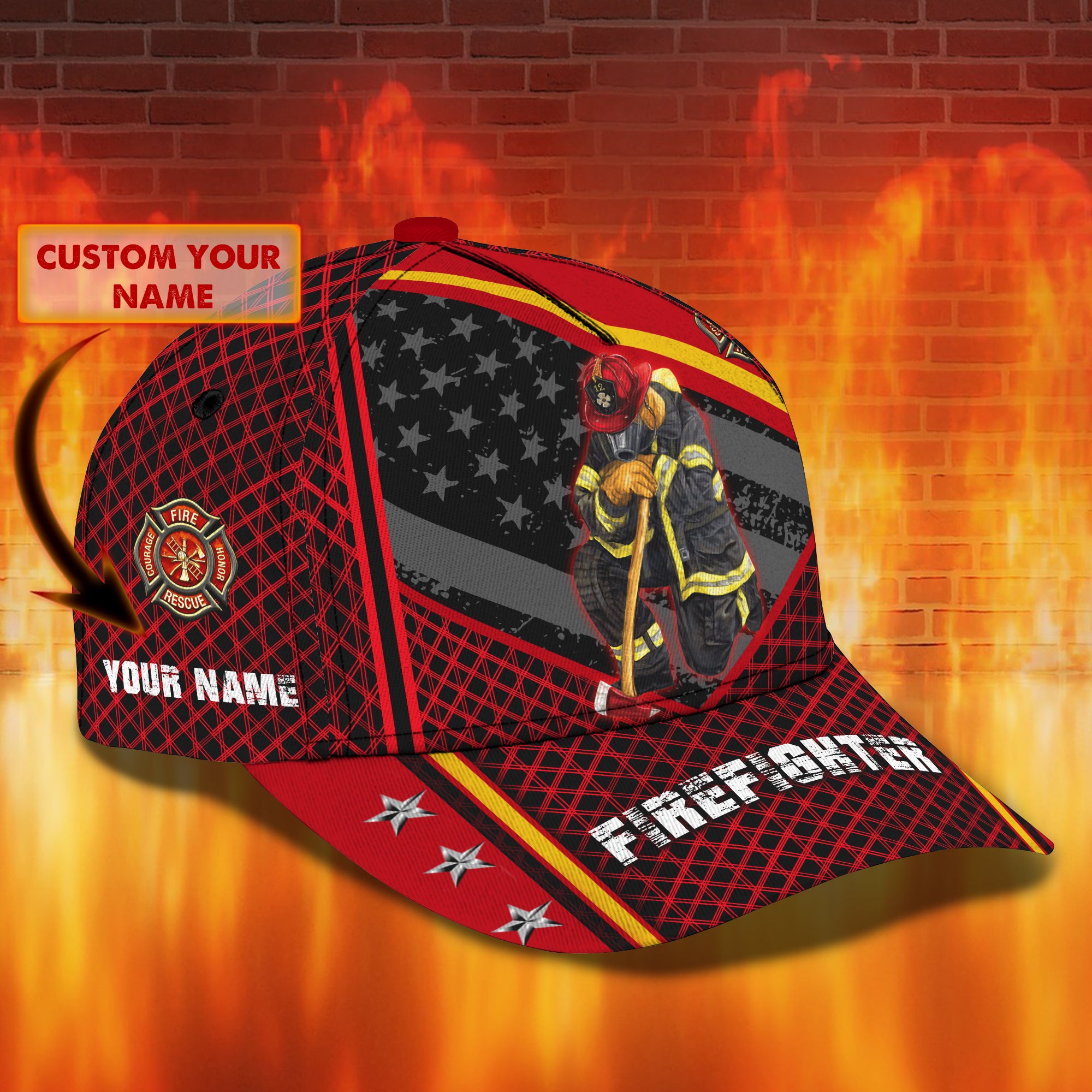 Firefighter - Personalized Name Cap 02 - CV98