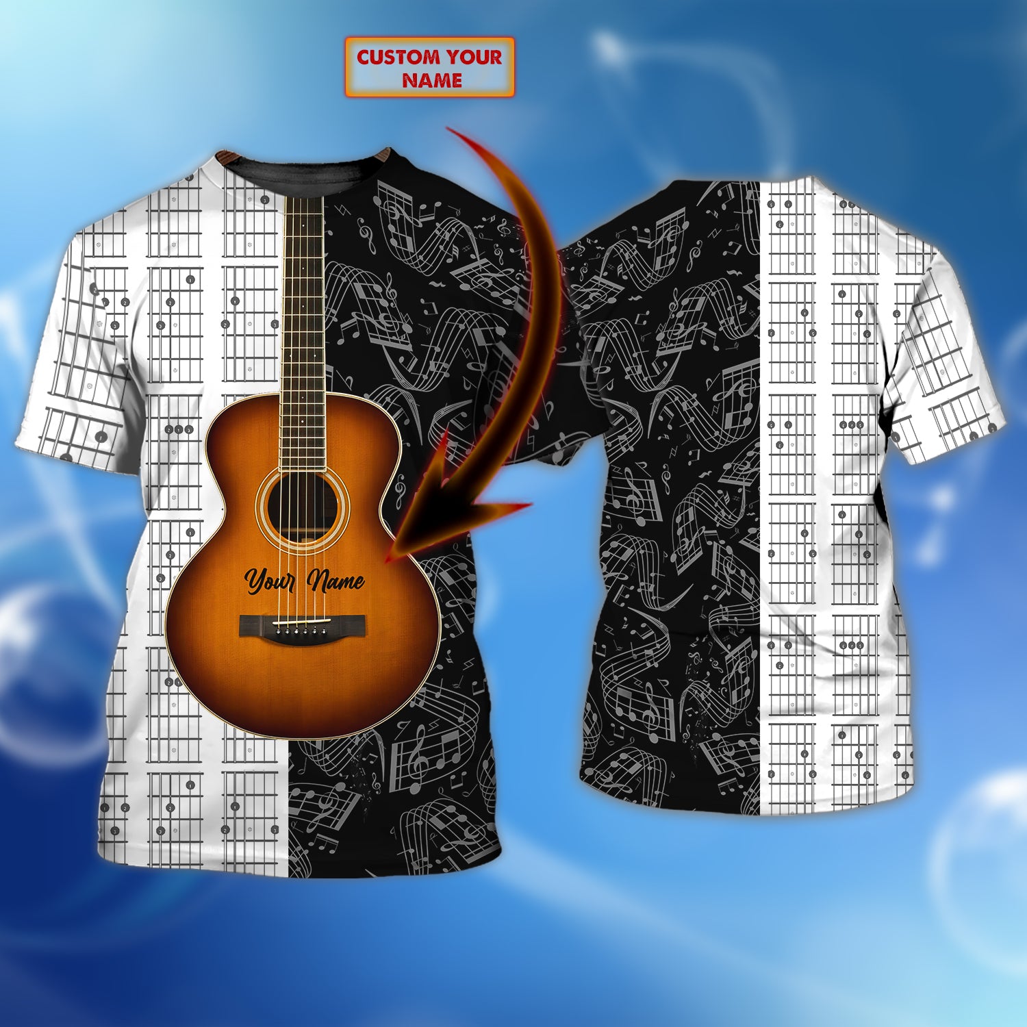 GUITAR - Personalized Name 3D Tshirt 01 - RINC98